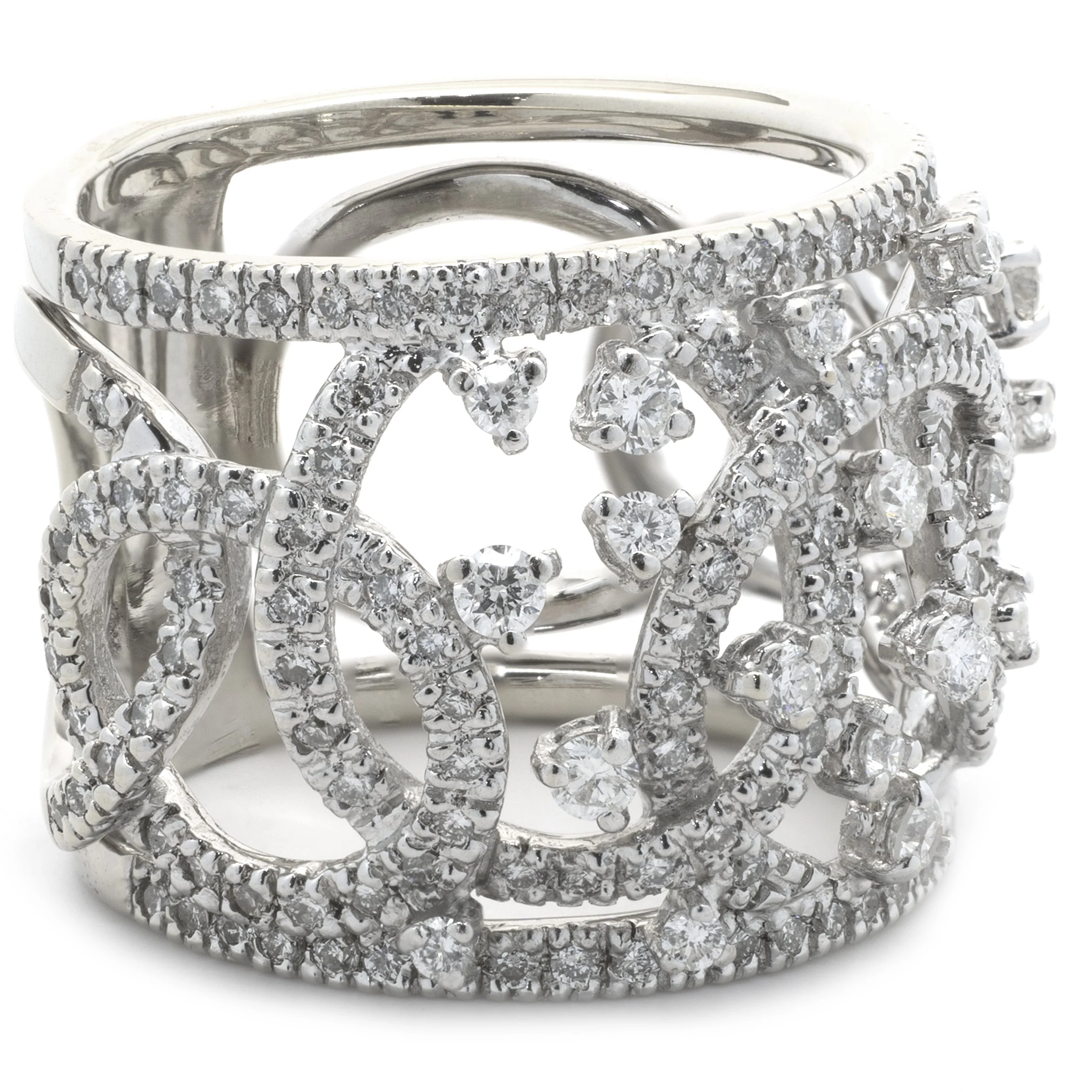 14 Karat White Gold Open Diamond Cigar Band - Image 2