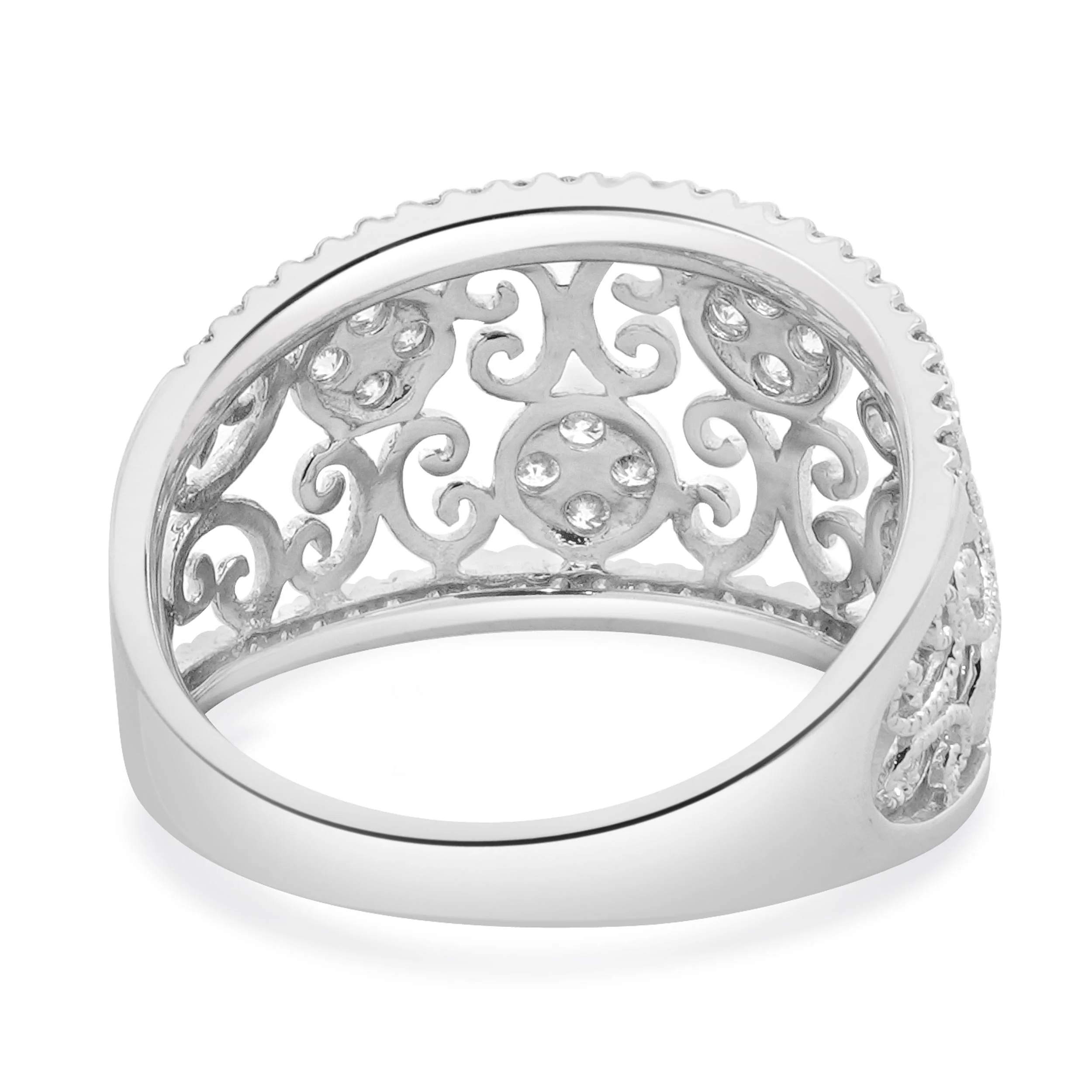 14 Karat White Gold Open Diamond Scroll Band - Image 4
