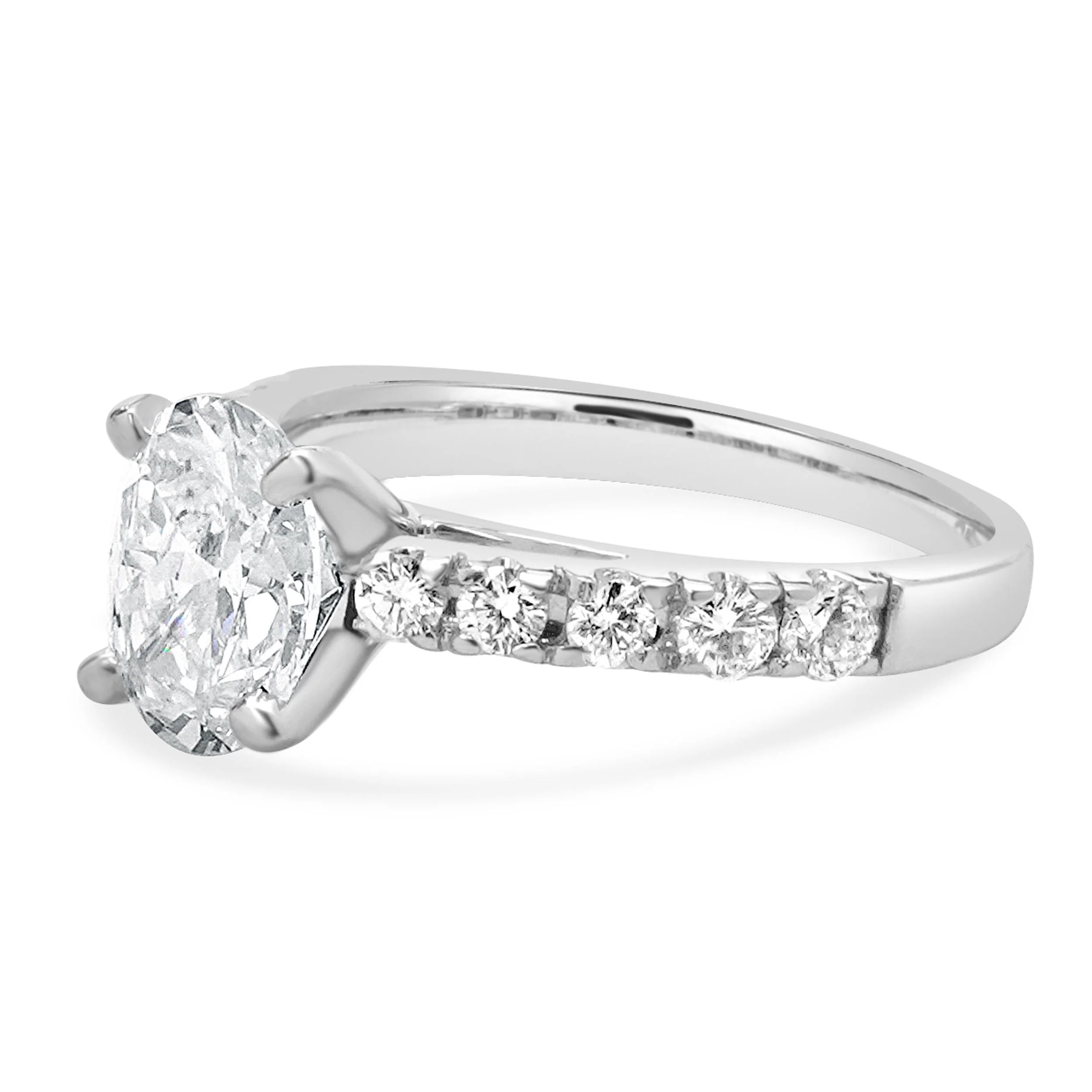 14 Karat White Gold Oval Cut Diamond Engagement Ring - Image 2