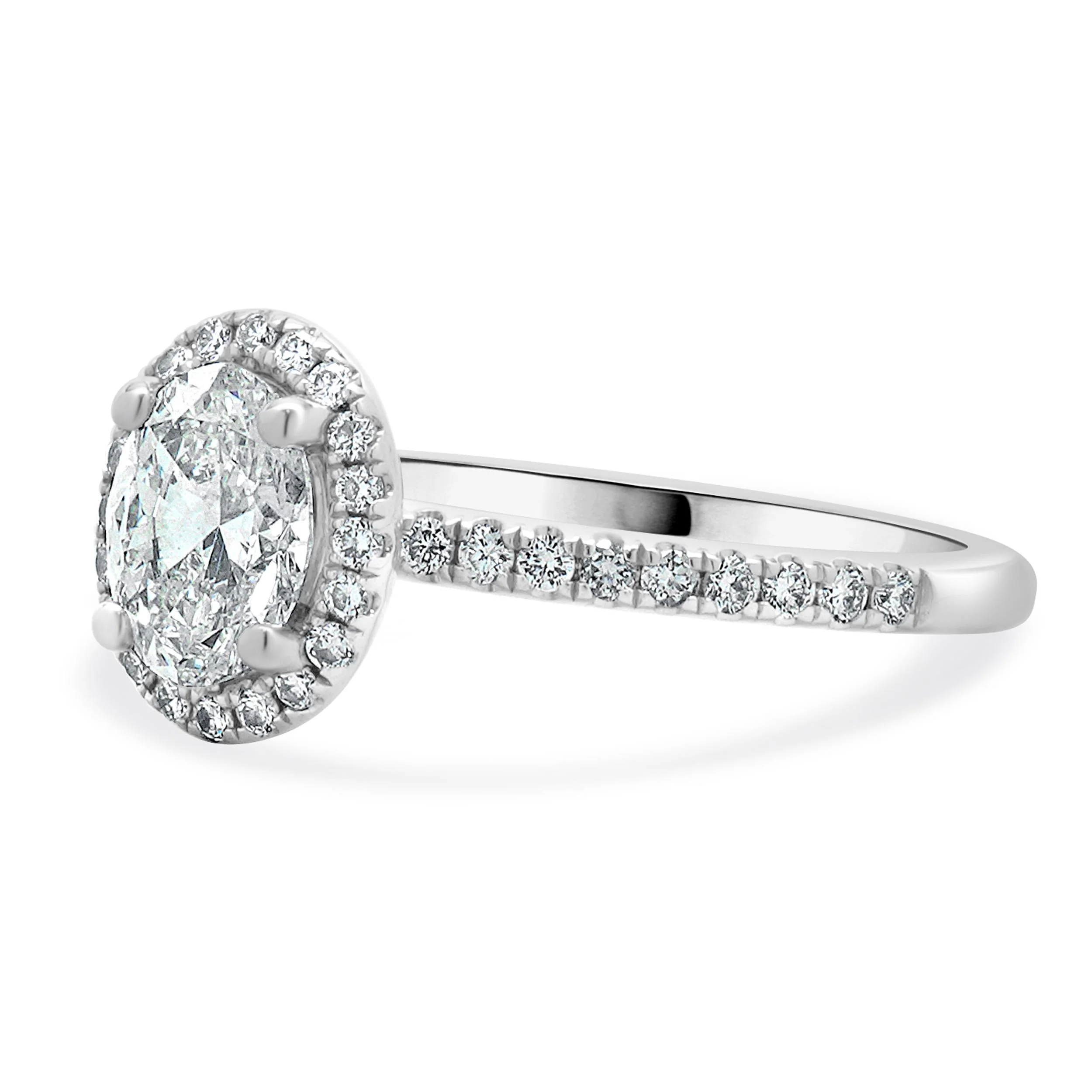 14 Karat White Gold Oval Cut Diamond Engagement Ring - Image 2