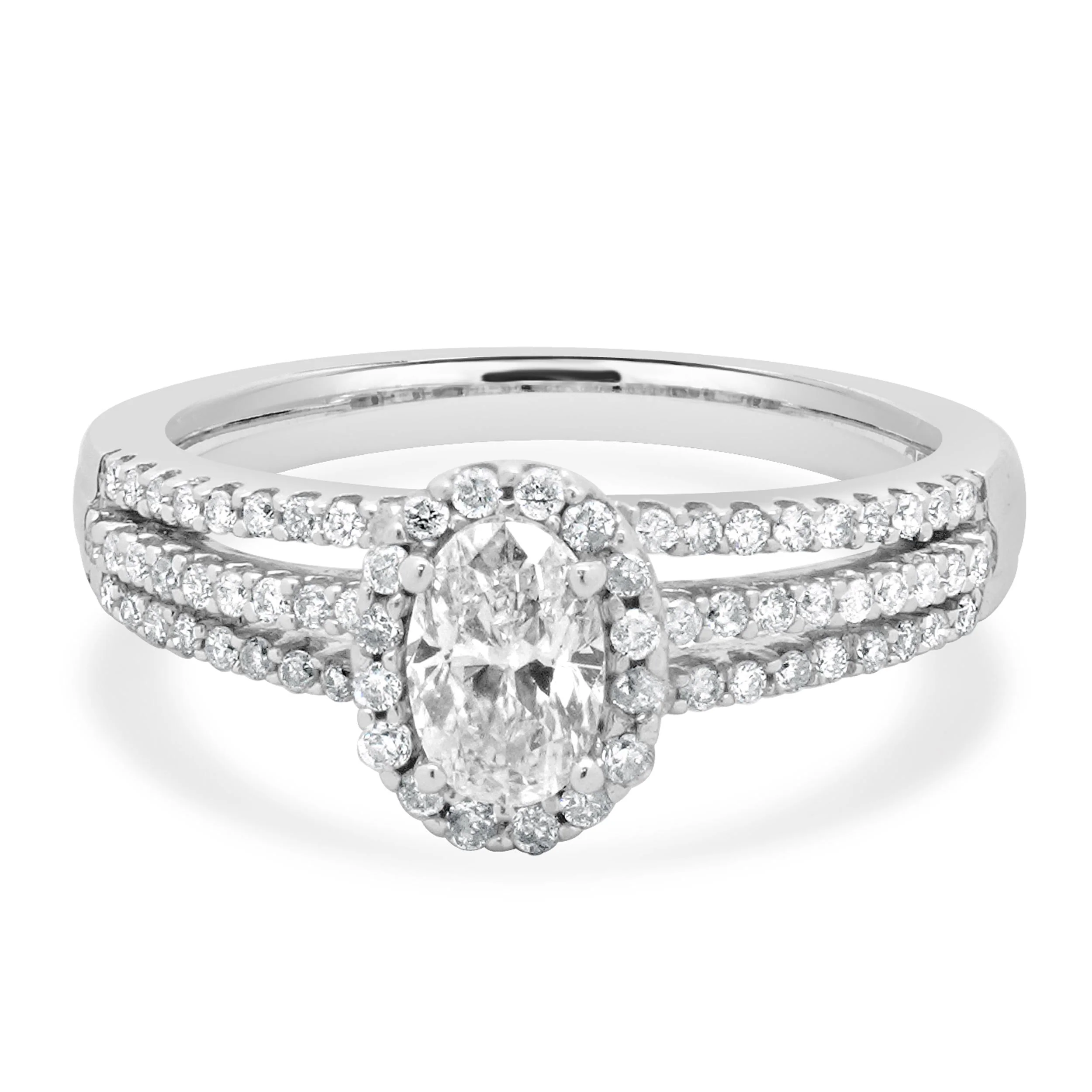 14 Karat White Gold Oval Cut Diamond Engagement Ring