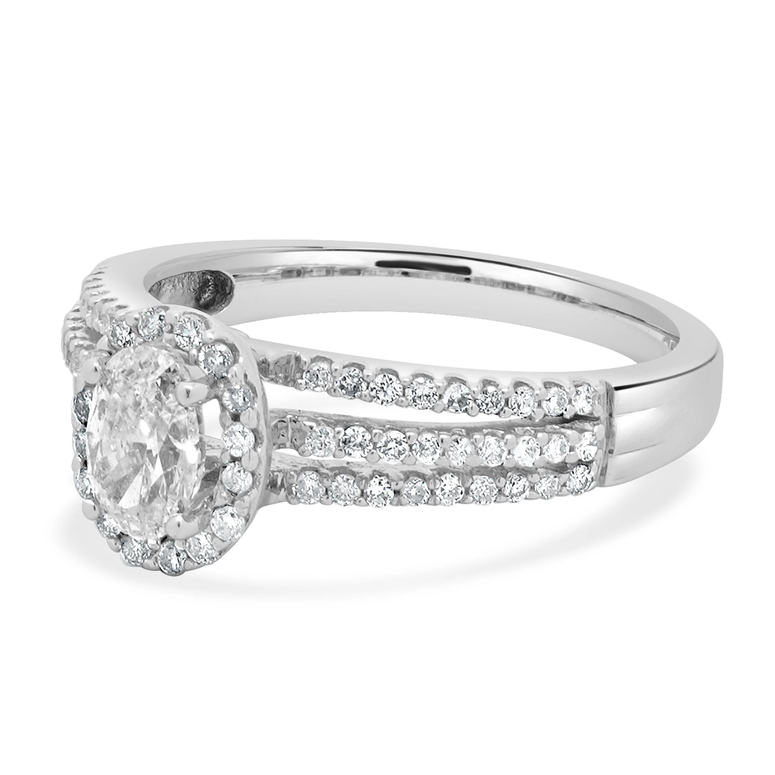 14 Karat White Gold Oval Cut Diamond Engagement Ring - Image 2