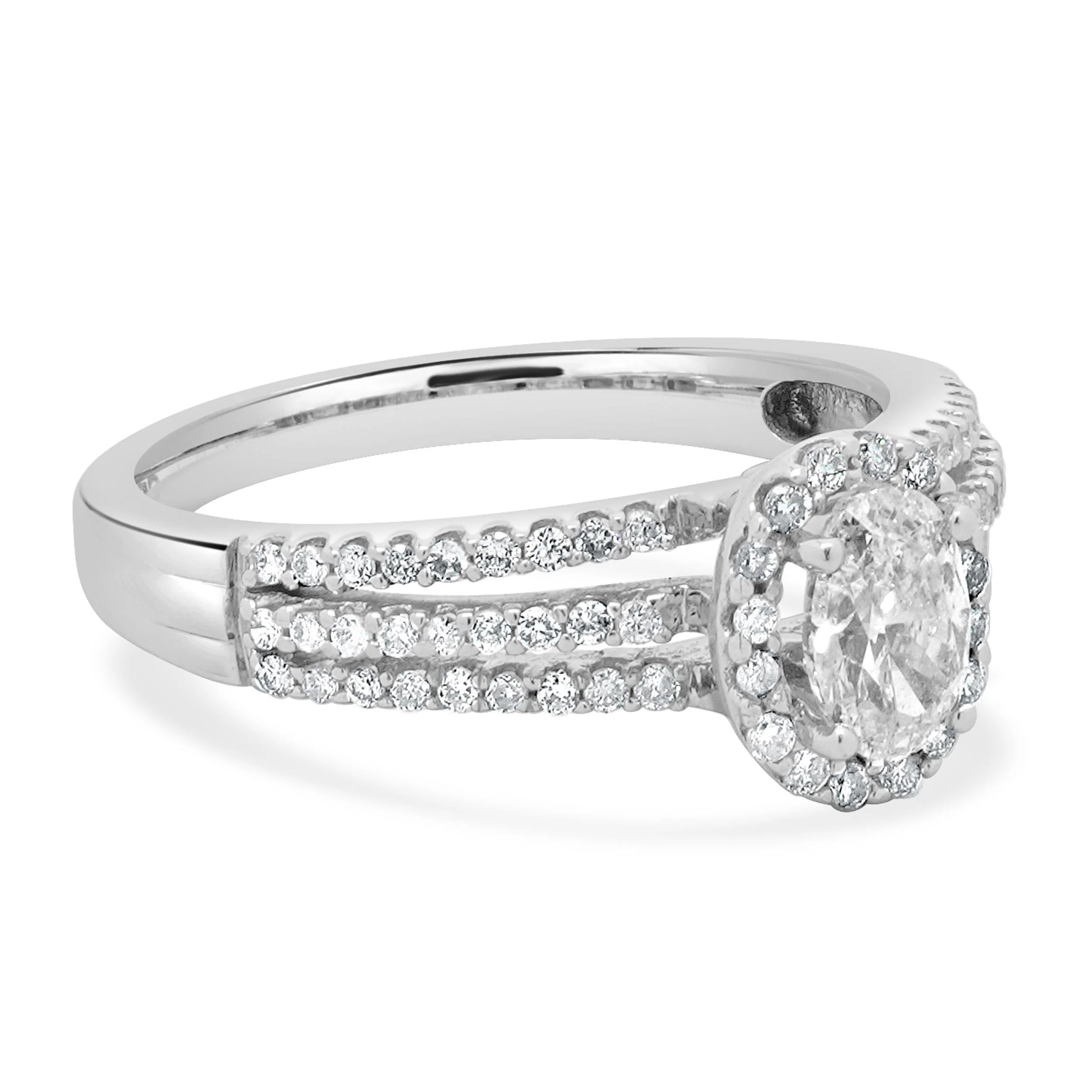 14 Karat White Gold Oval Cut Diamond Engagement Ring - Image 3