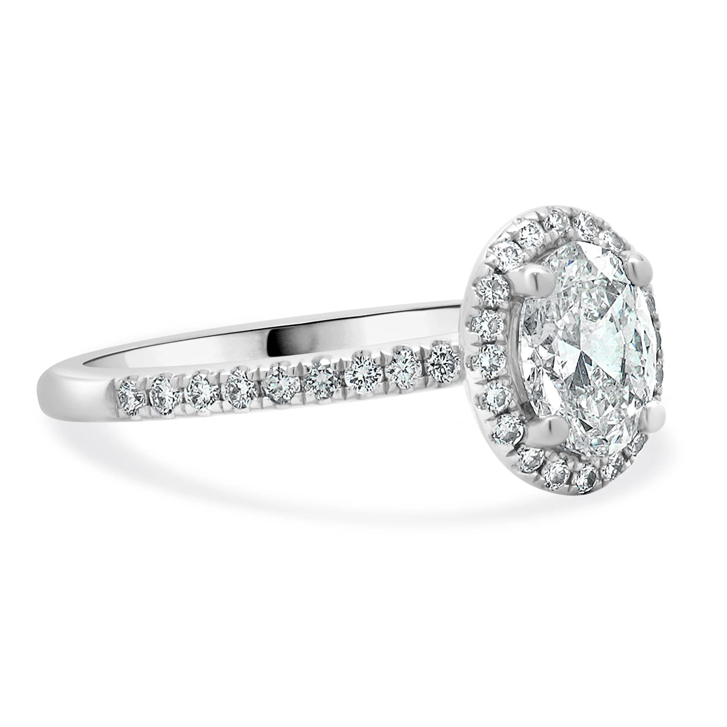 14 Karat White Gold Oval Cut Diamond Engagement Ring - Image 4