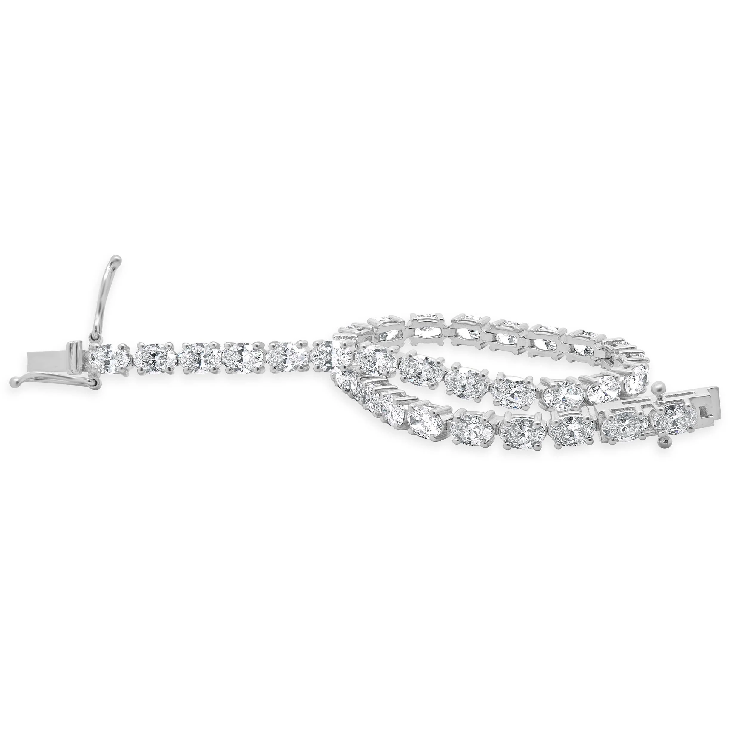 14 Karat White Gold Oval Cut Diamond Tennis Bracelet - Image 3