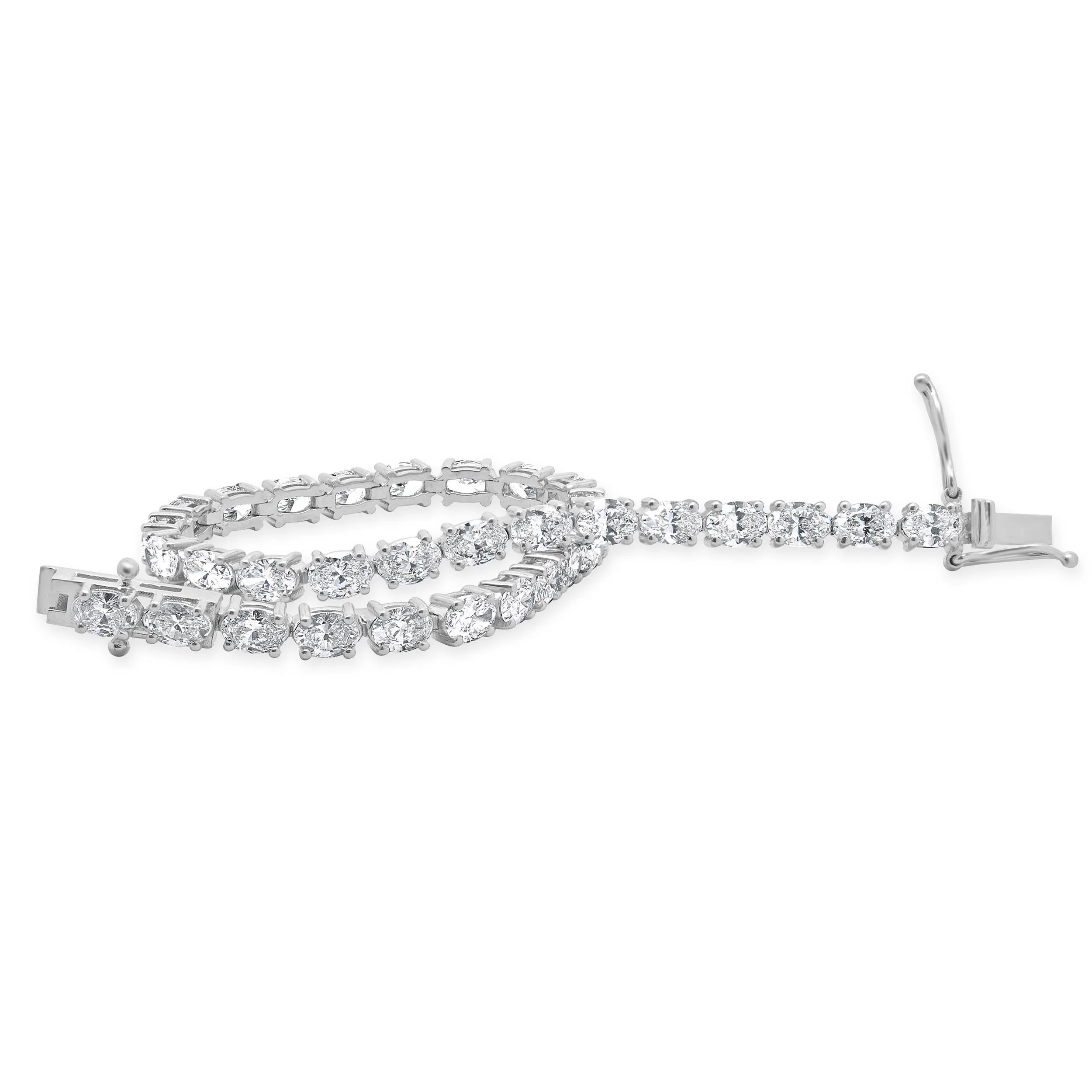 14 Karat White Gold Oval Cut Diamond Tennis Bracelet - Image 4