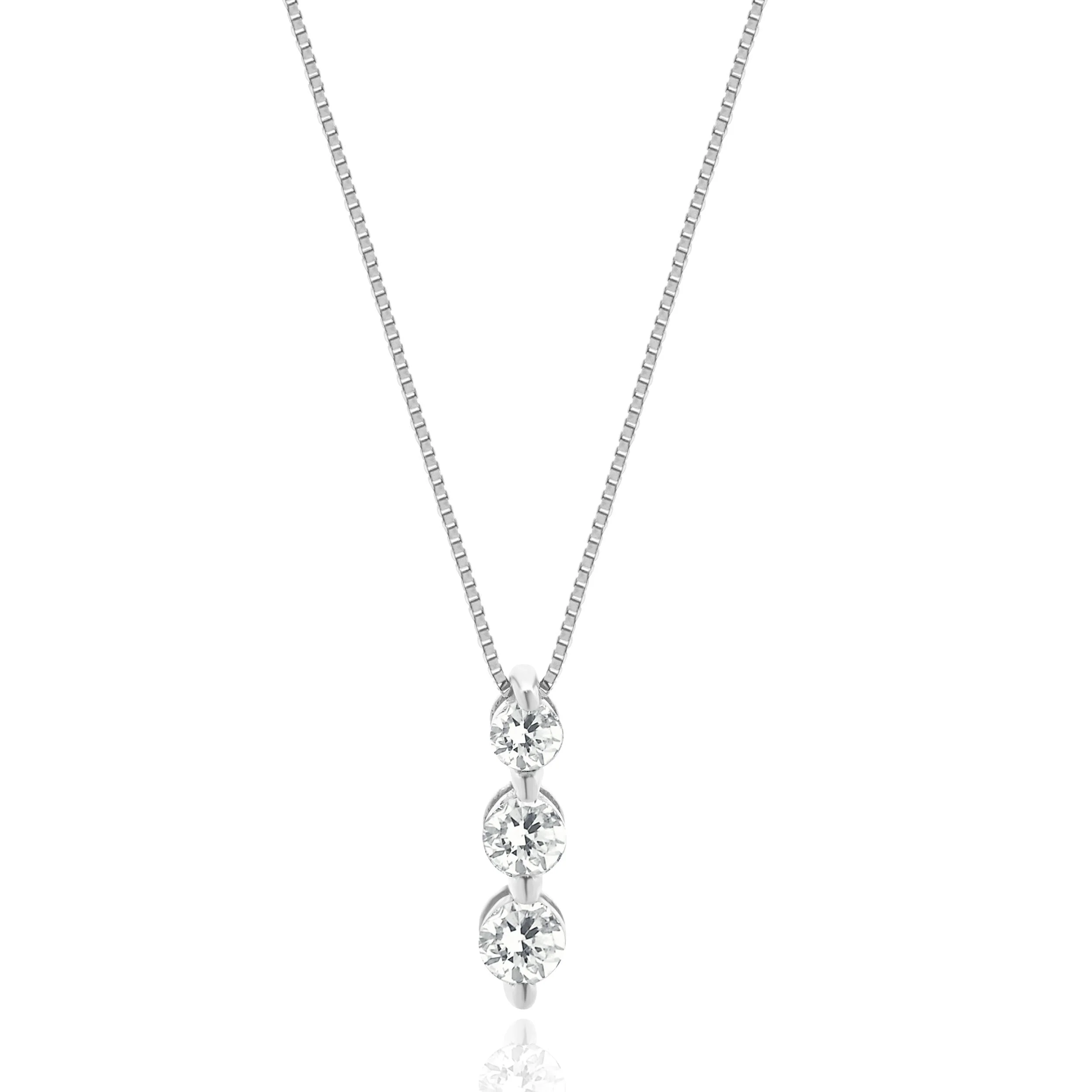 14 Karat White Gold Past, Present and Future Diamond Necklace - Image 2
