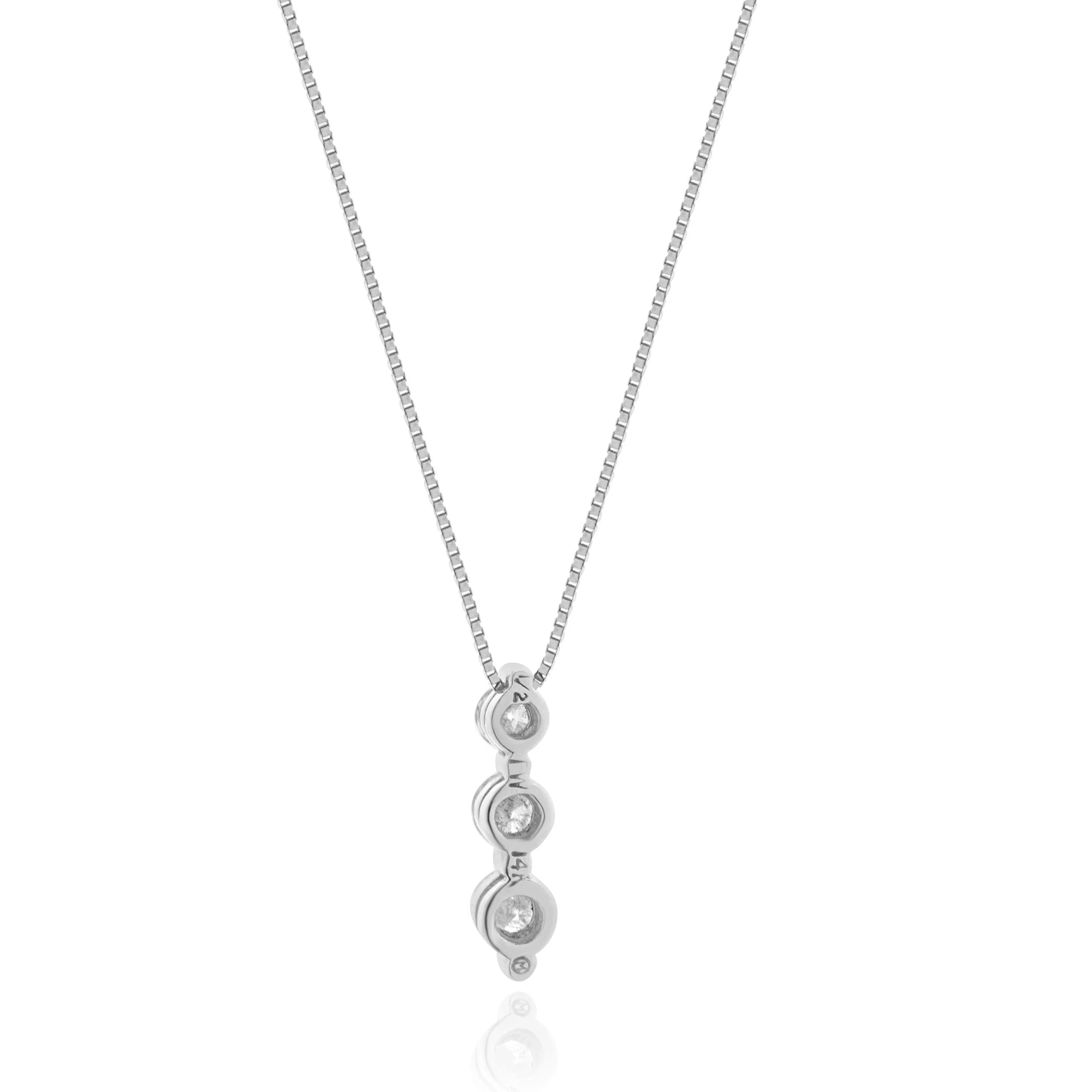 14 Karat White Gold Past, Present and Future Diamond Necklace - Image 3
