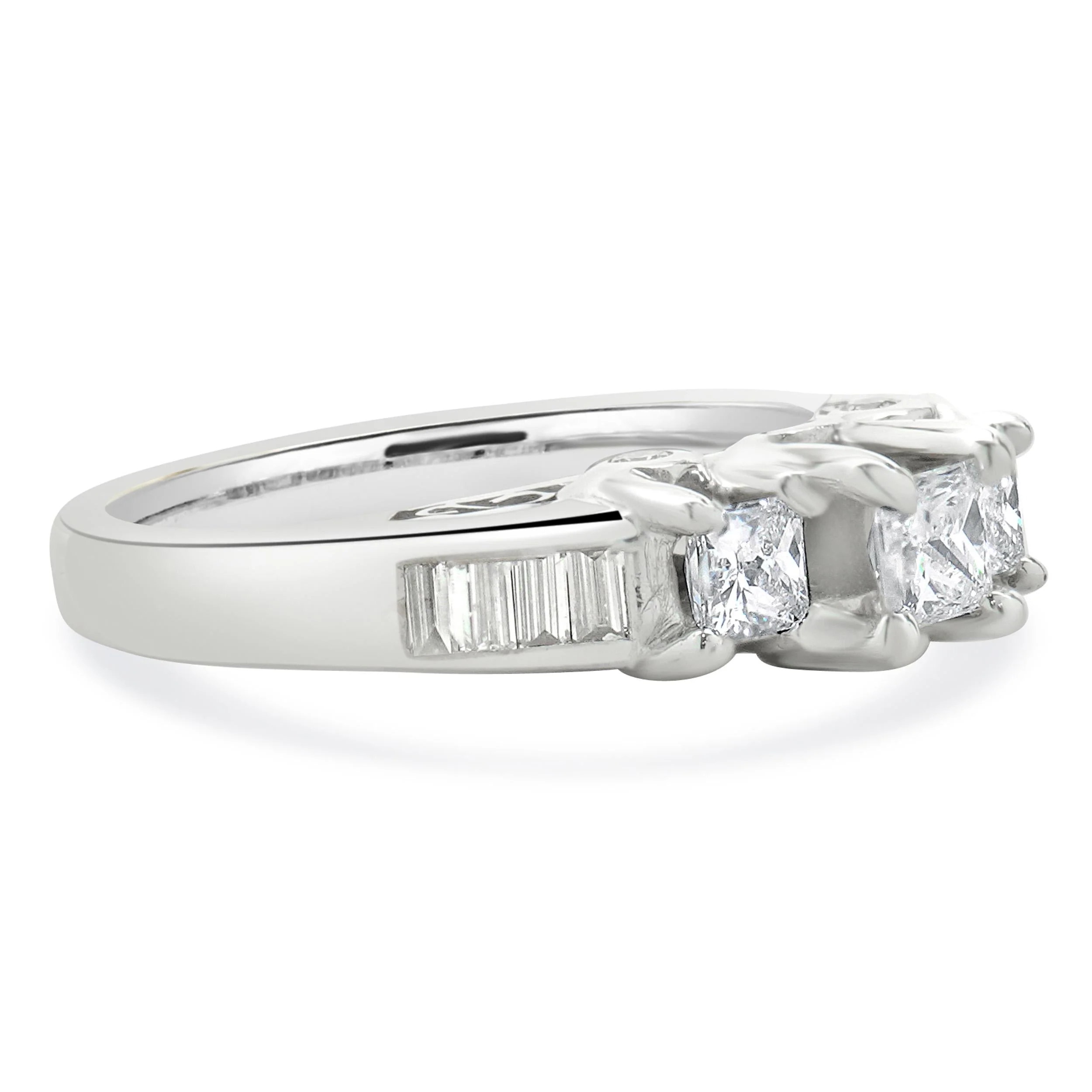 14 Karat White Gold Past, Present, Future Diamond Engagement Ring - Image 2