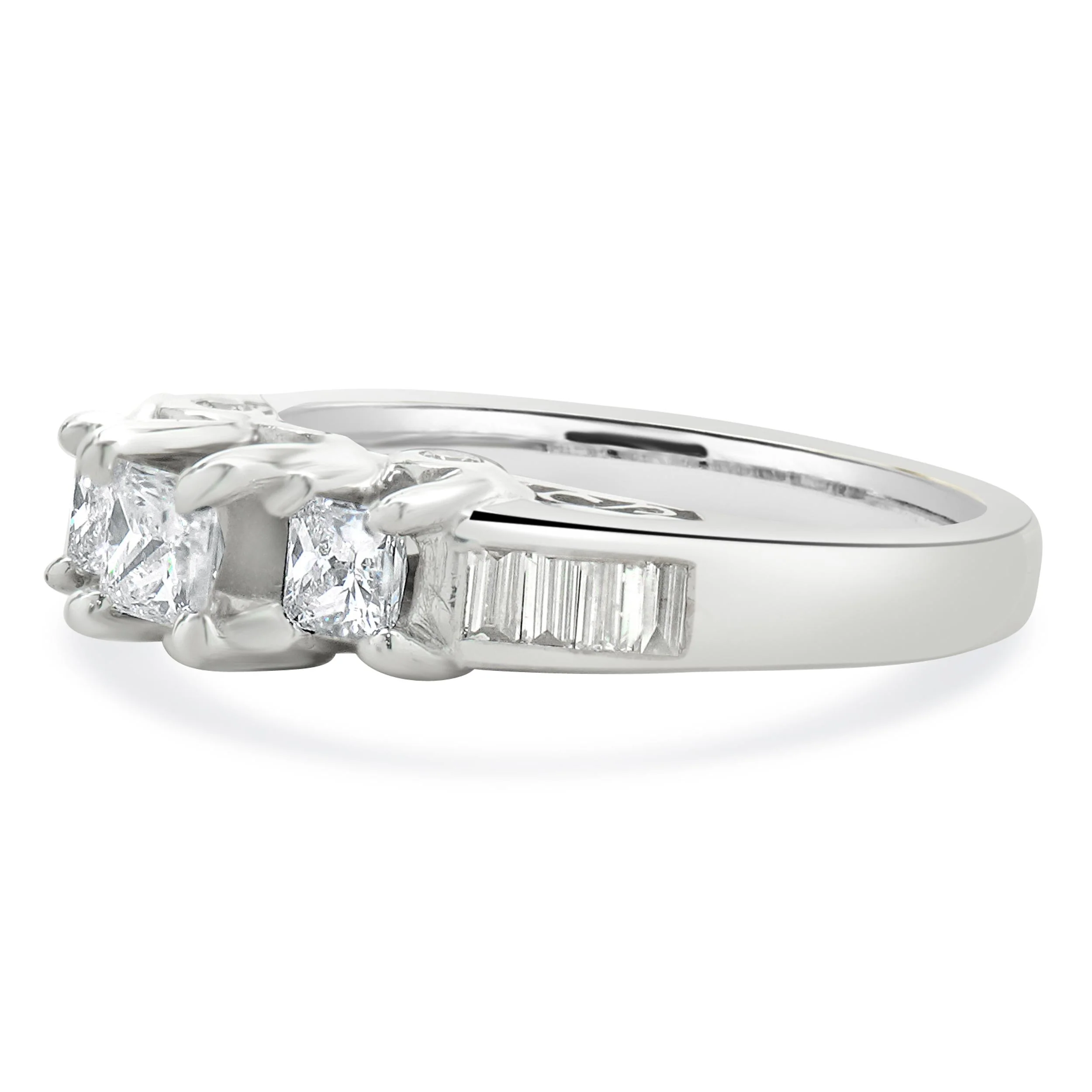 14 Karat White Gold Past, Present, Future Diamond Engagement Ring - Image 3
