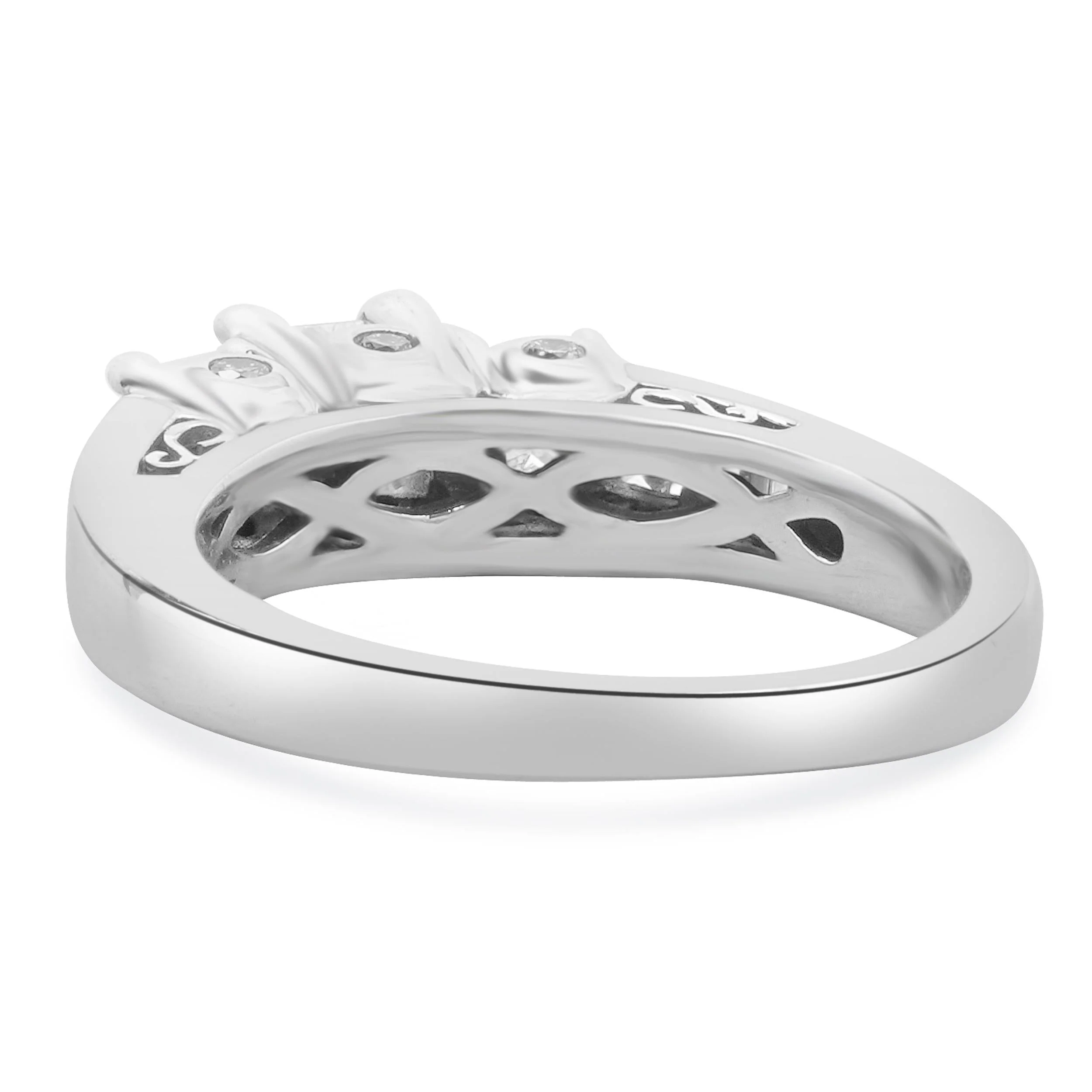 14 Karat White Gold Past, Present, Future Diamond Engagement Ring - Image 4
