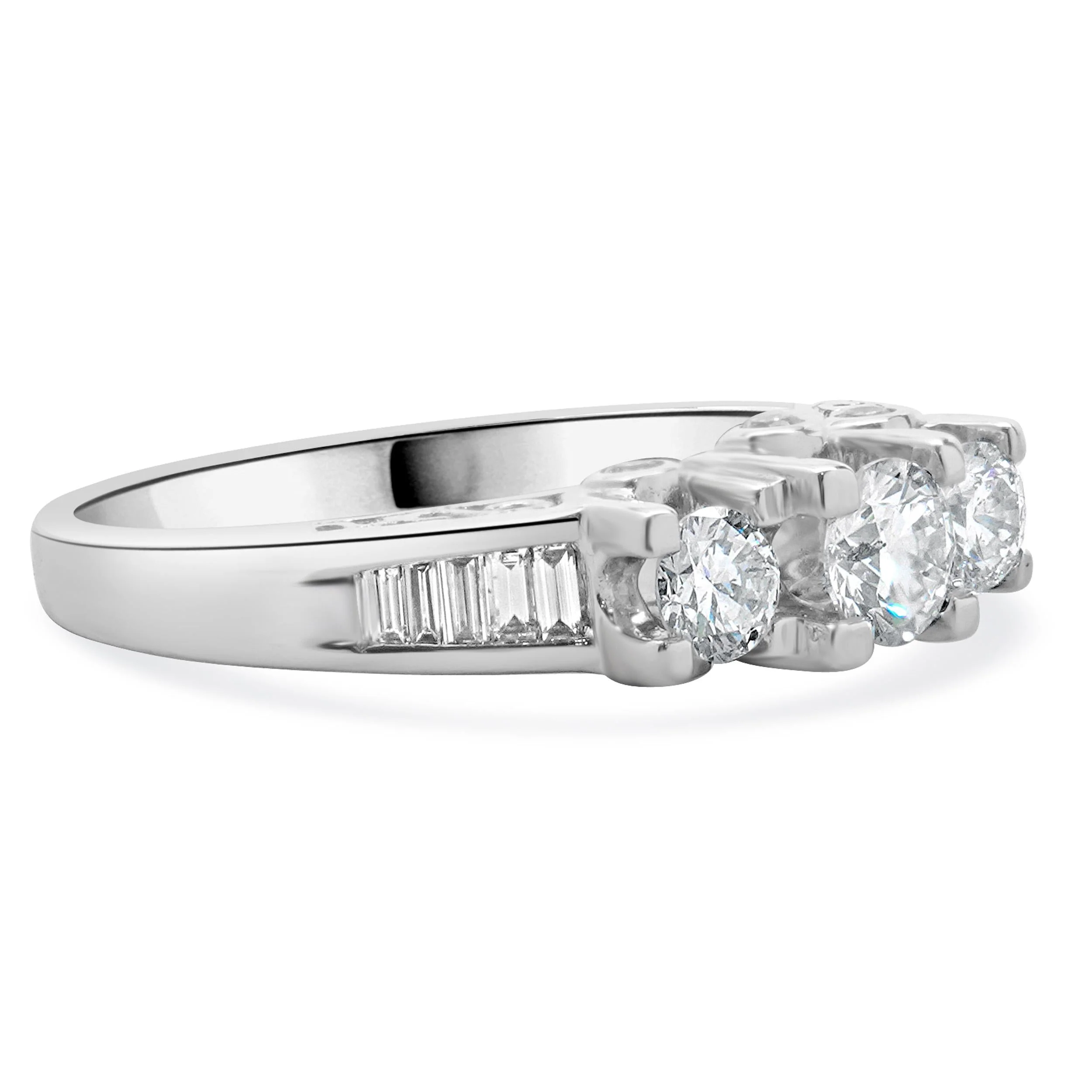 14 Karat White Gold Past, Present, Future Diamond Engagement Ring - Image 2