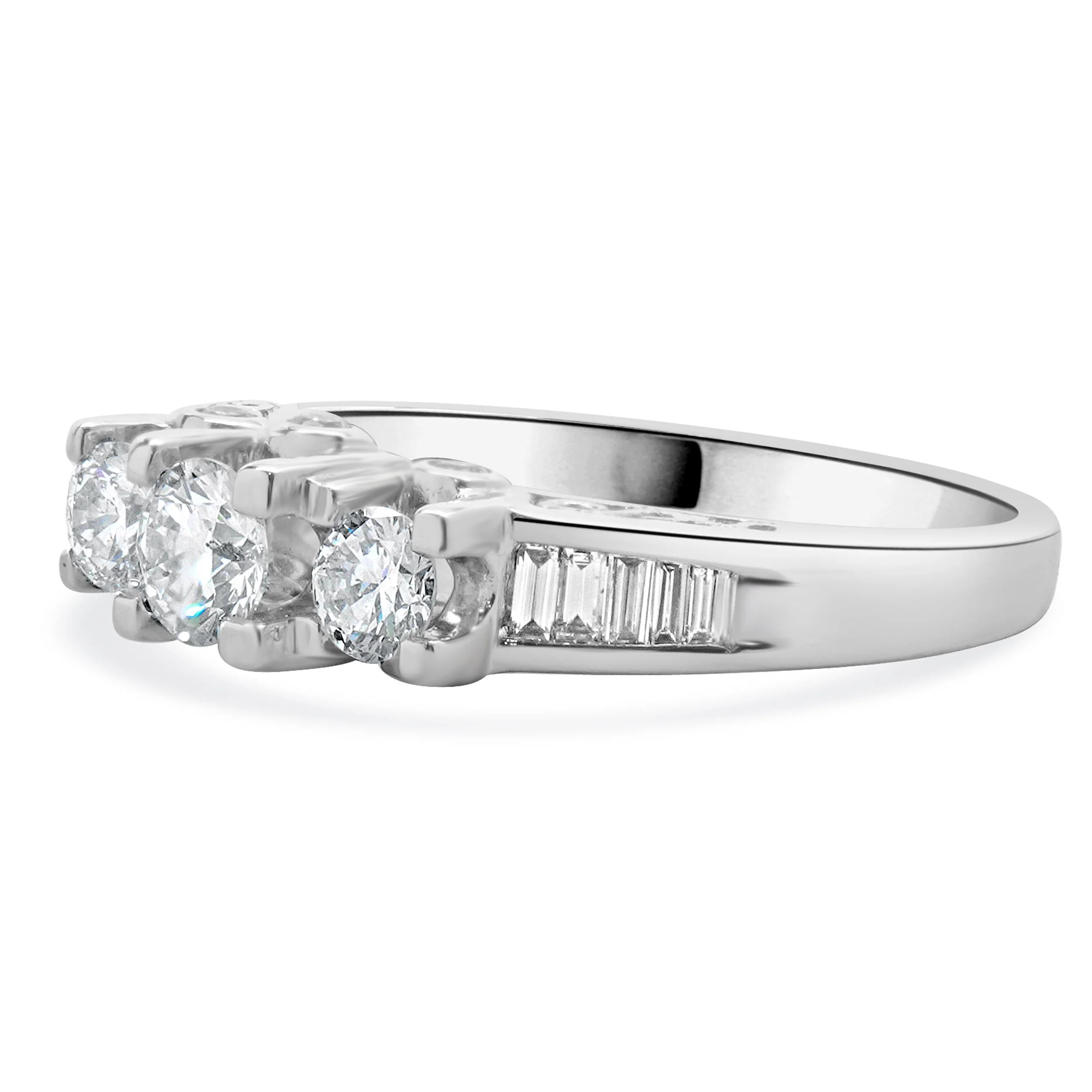 14 Karat White Gold Past, Present, Future Diamond Engagement Ring - Image 3