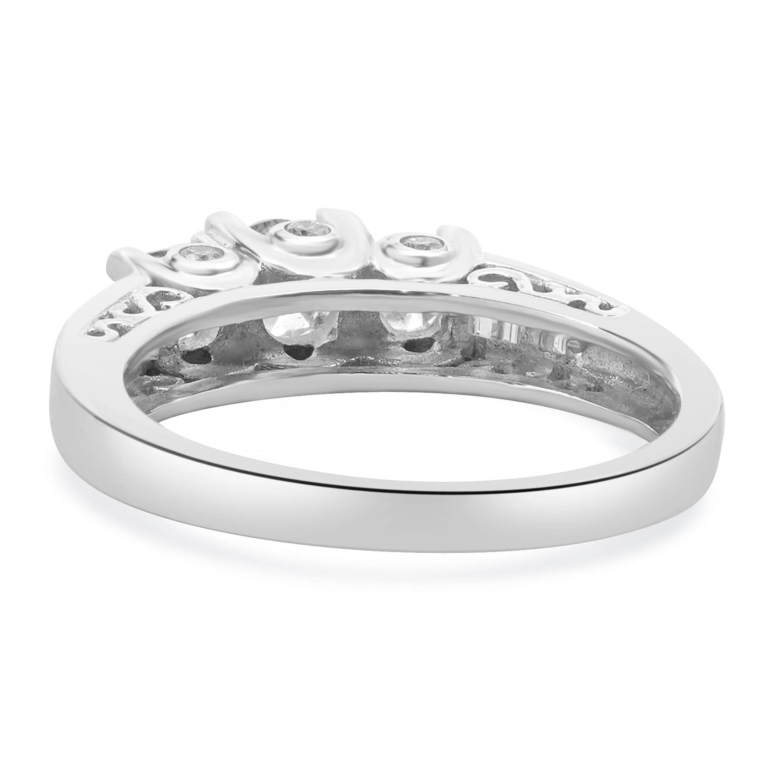 14 Karat White Gold Past, Present, Future Diamond Engagement Ring - Image 4