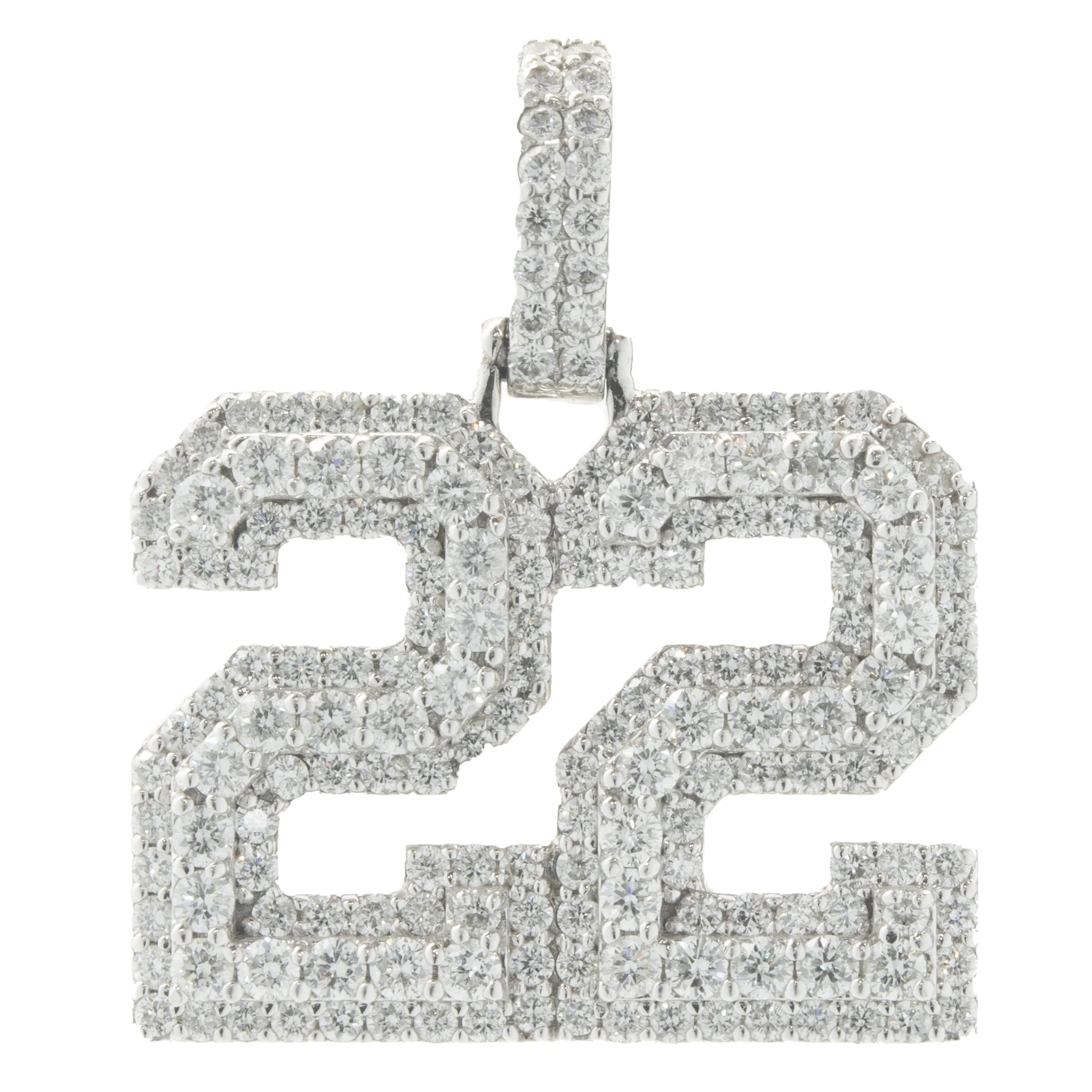 14 Karat White Gold Pave Diamond 22 Pendant