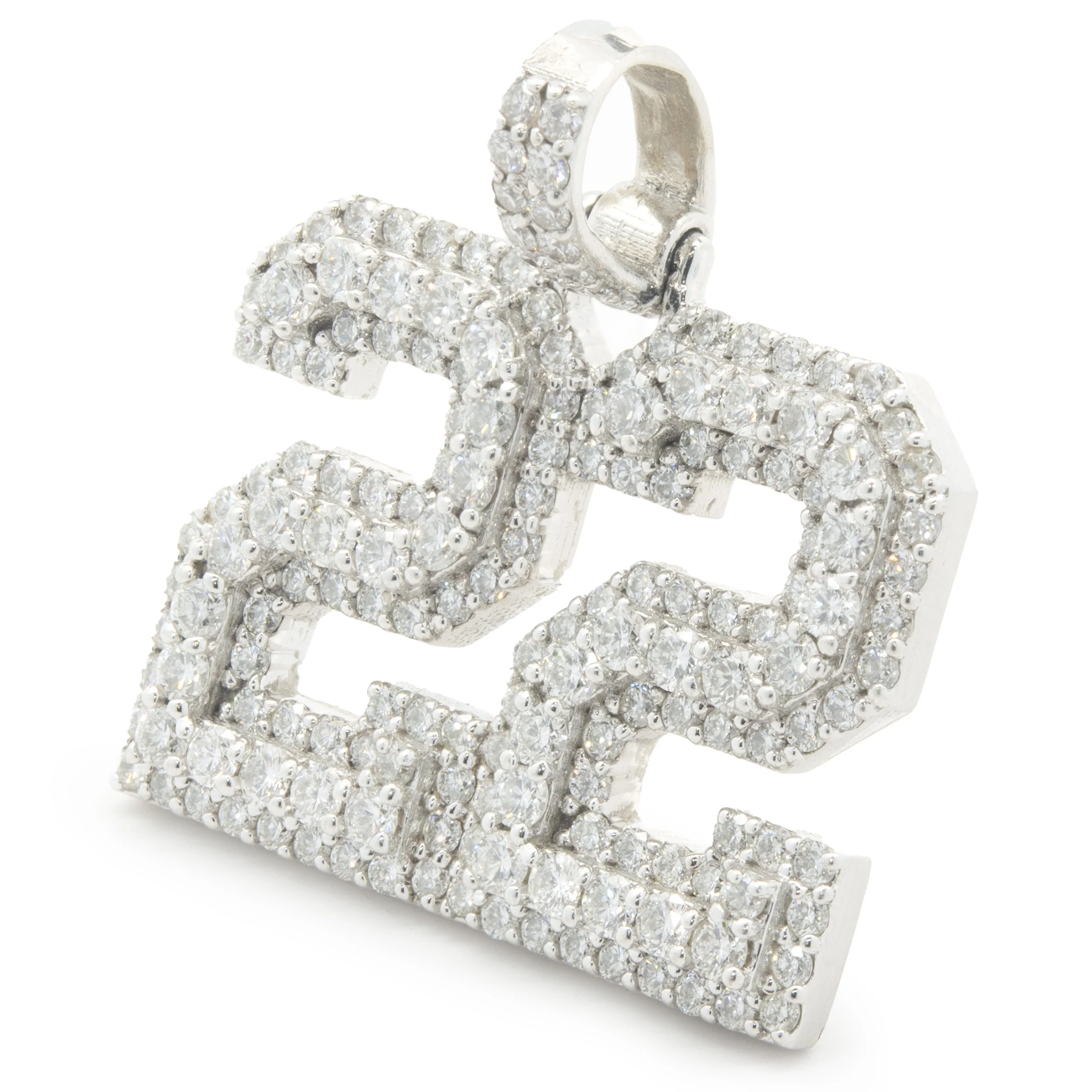 14 Karat White Gold Pave Diamond 22 Pendant - Image 2
