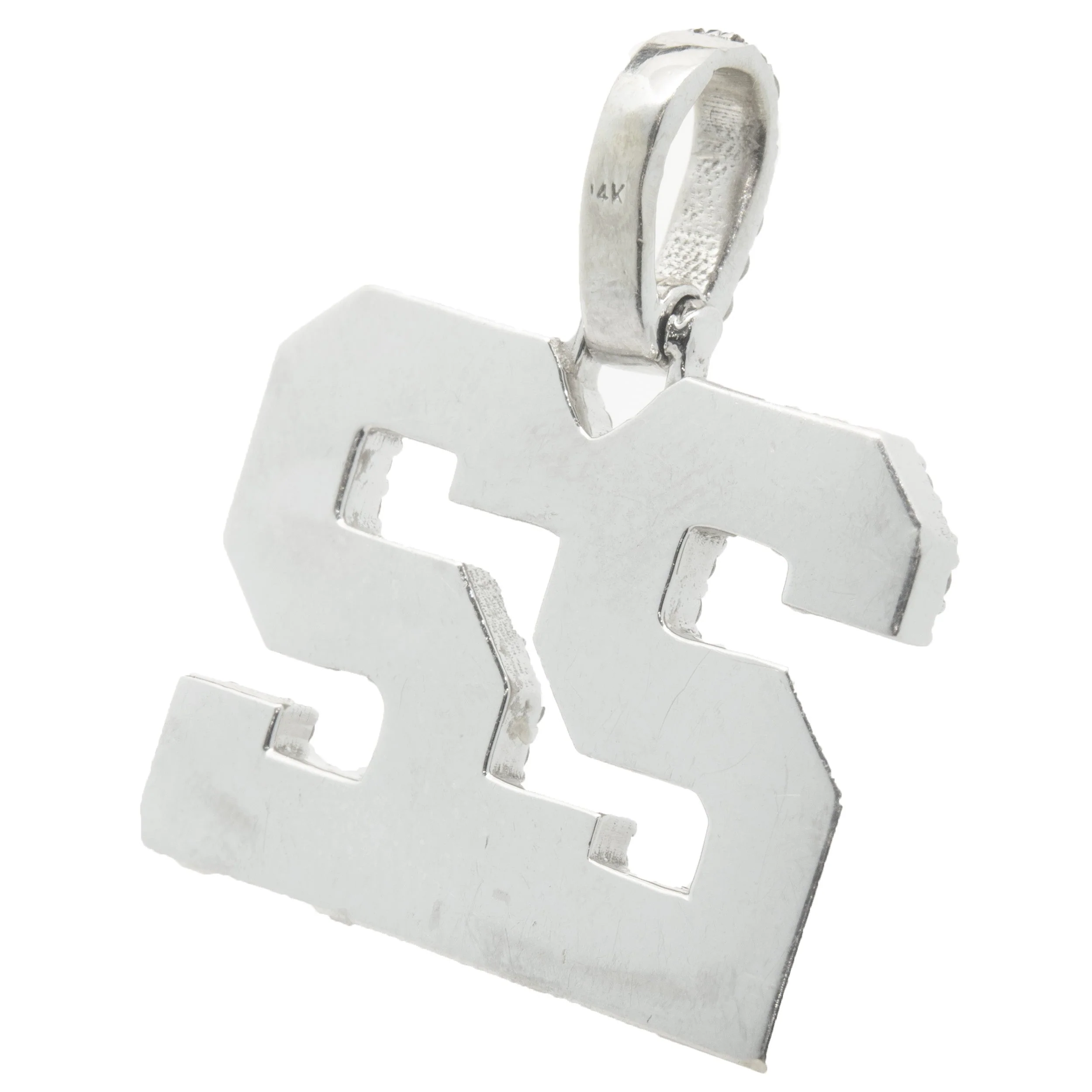 14 Karat White Gold Pave Diamond 22 Pendant - Image 3