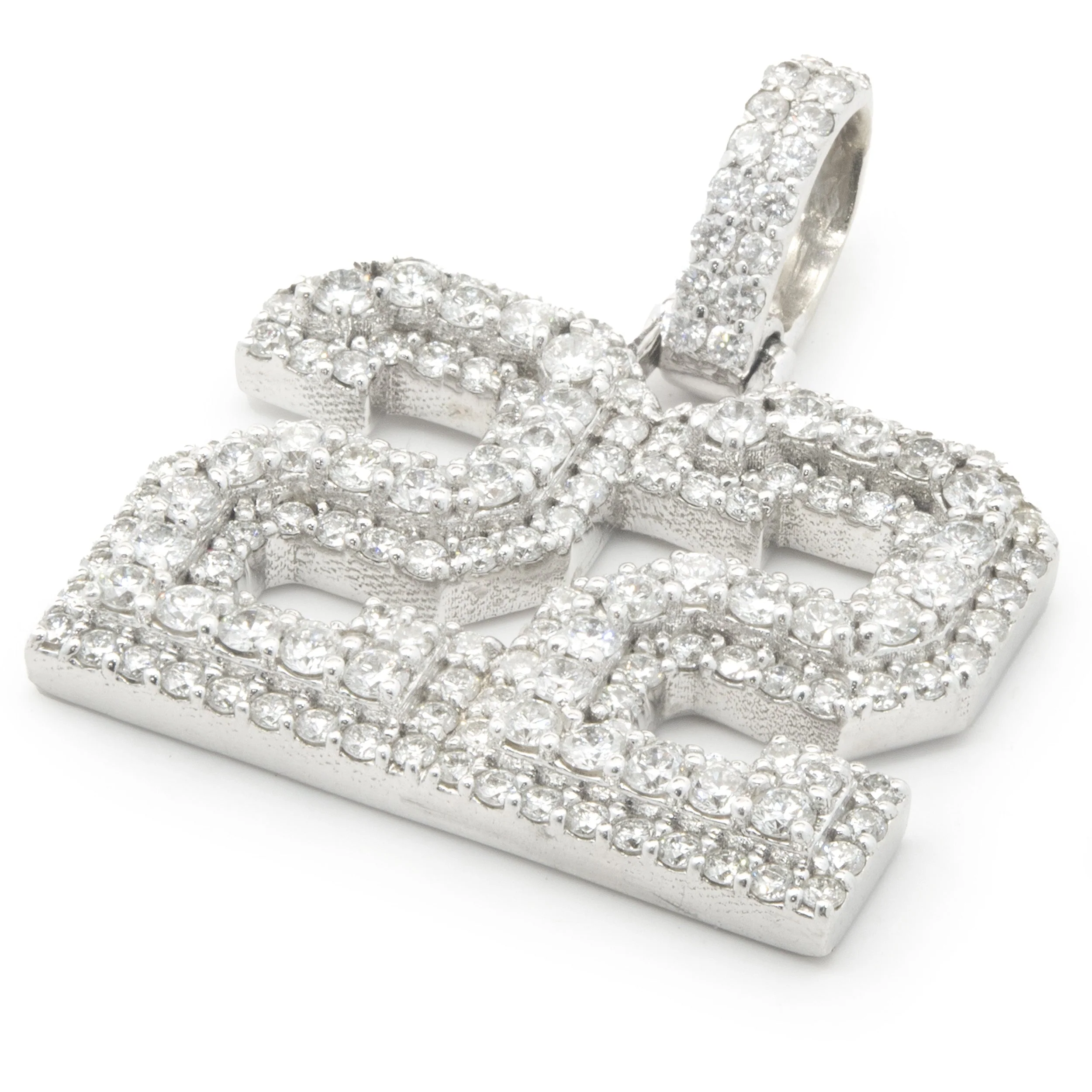 14 Karat White Gold Pave Diamond 22 Pendant - Image 4