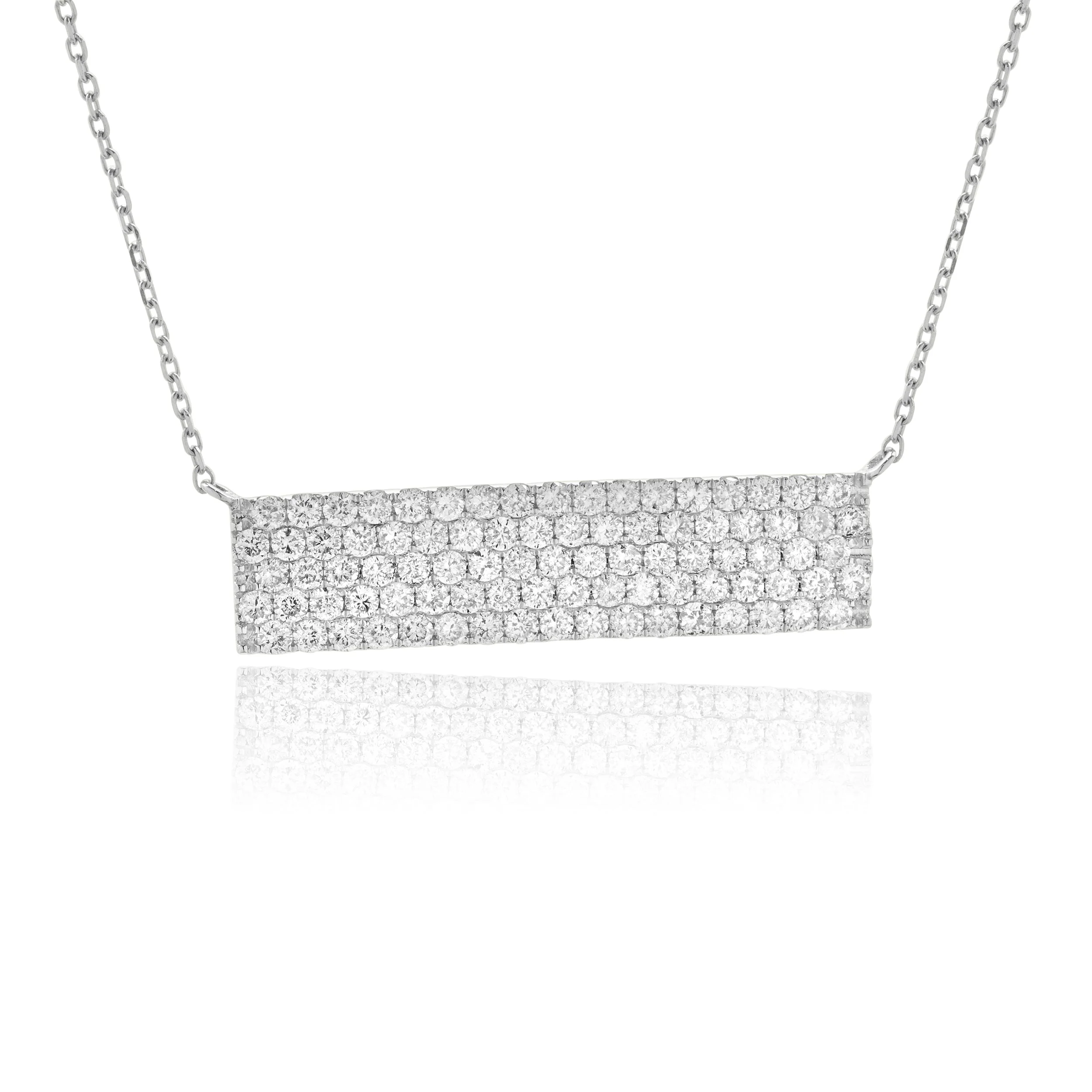 14 Karat White Gold Pave Diamond Bar Necklace - Image 2