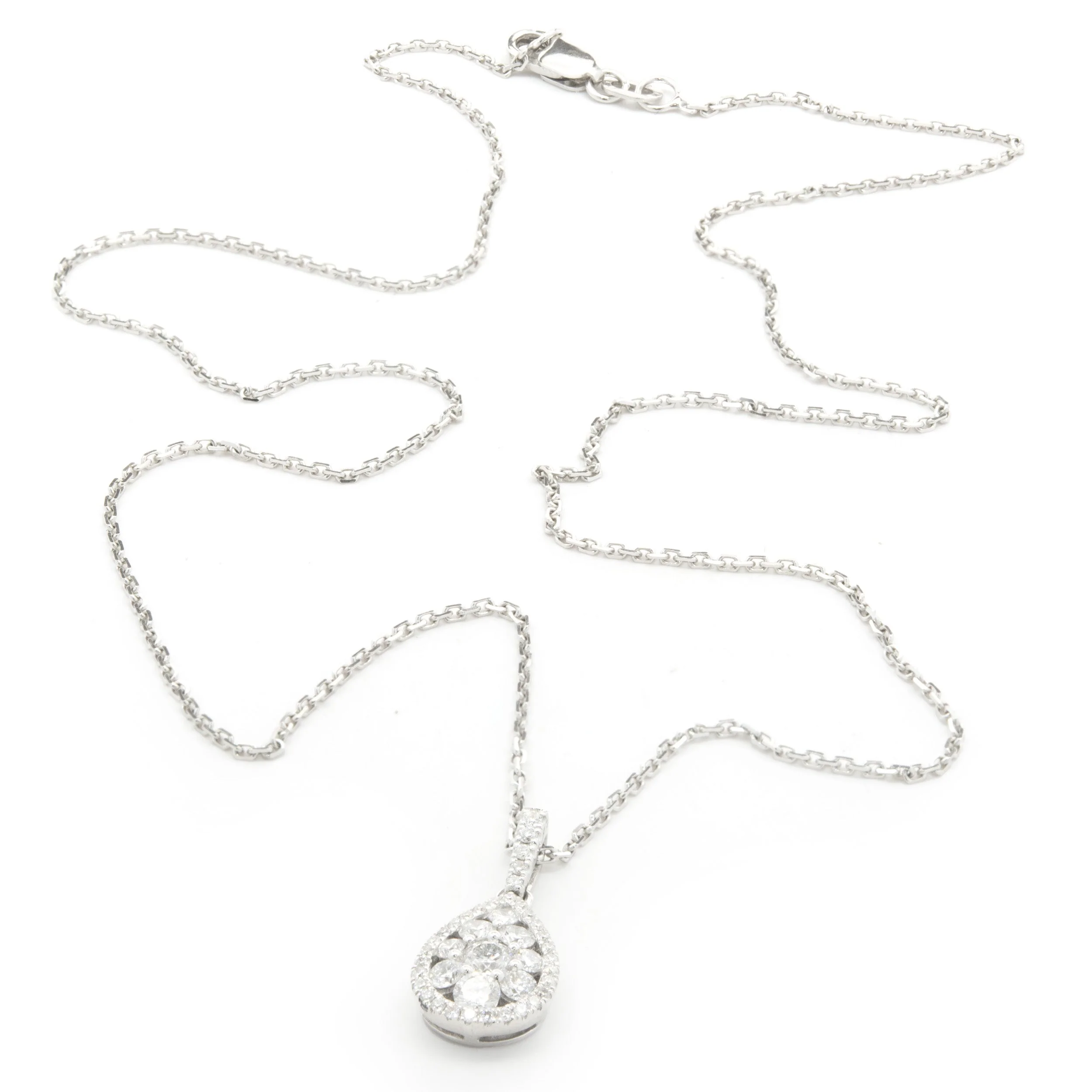 14 Karat White Gold Pave Diamond Pear Shape Necklace - Image 2