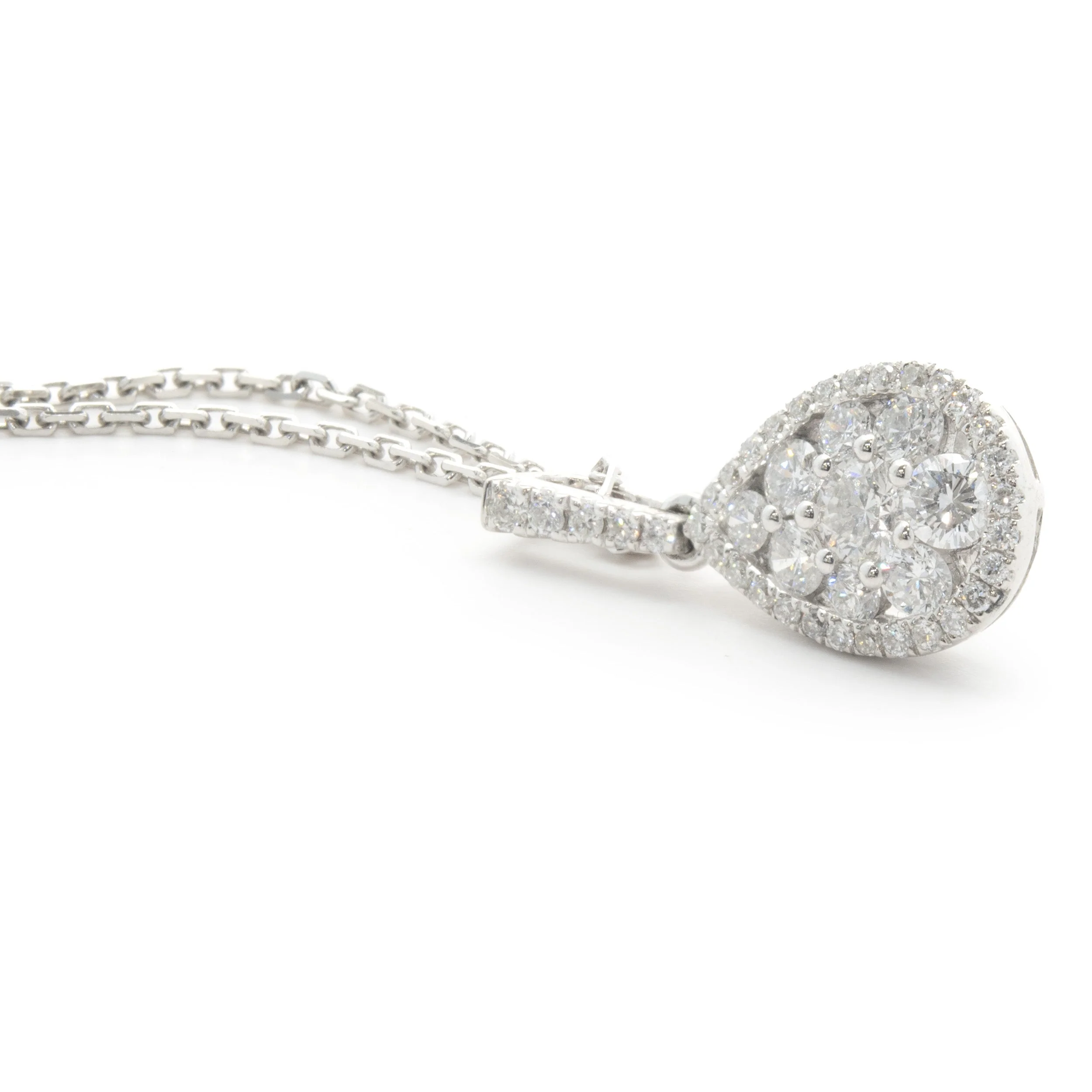 14 Karat White Gold Pave Diamond Pear Shape Necklace - Image 3