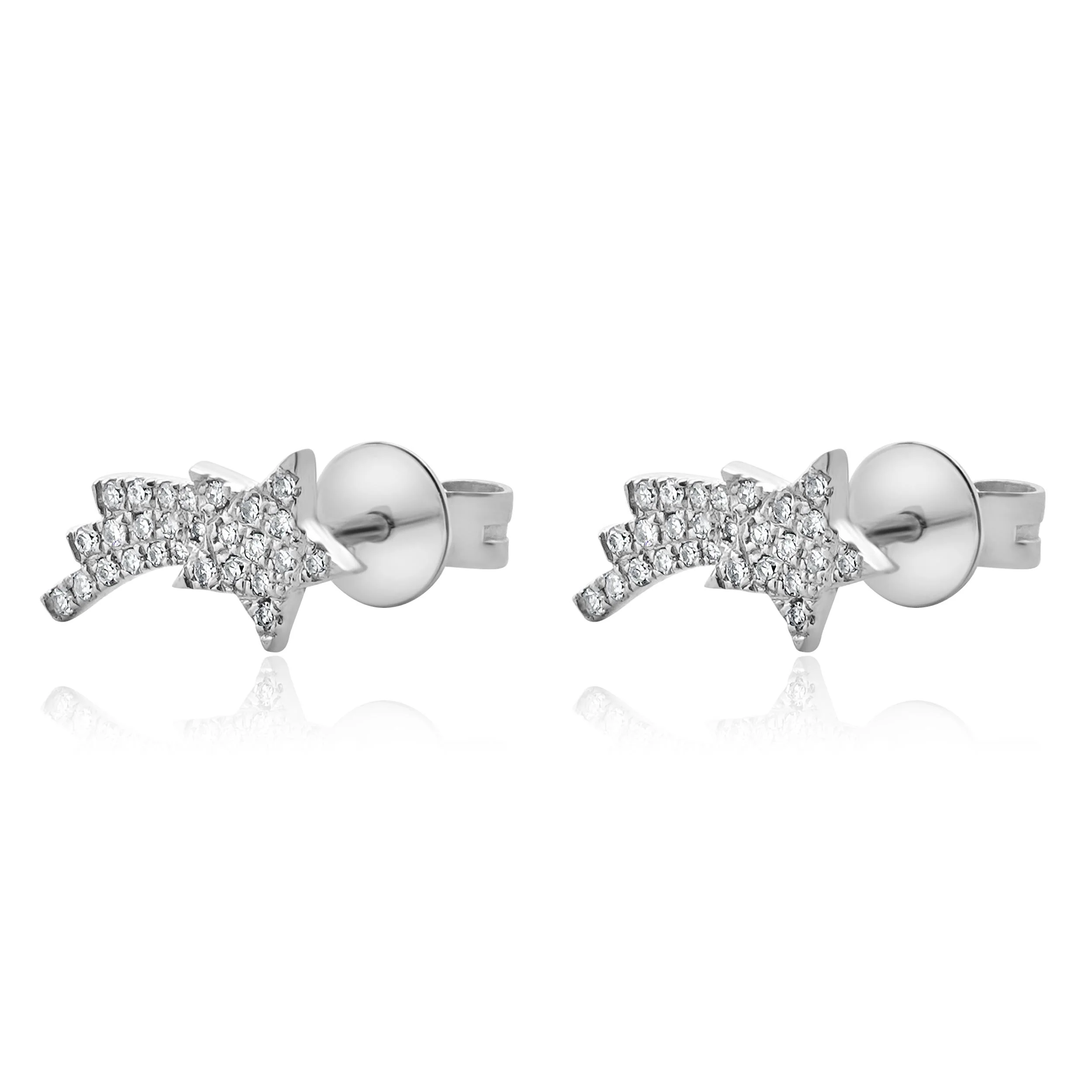 14 Karat White Gold Pave Diamond Shooting Star Earrings - Image 2