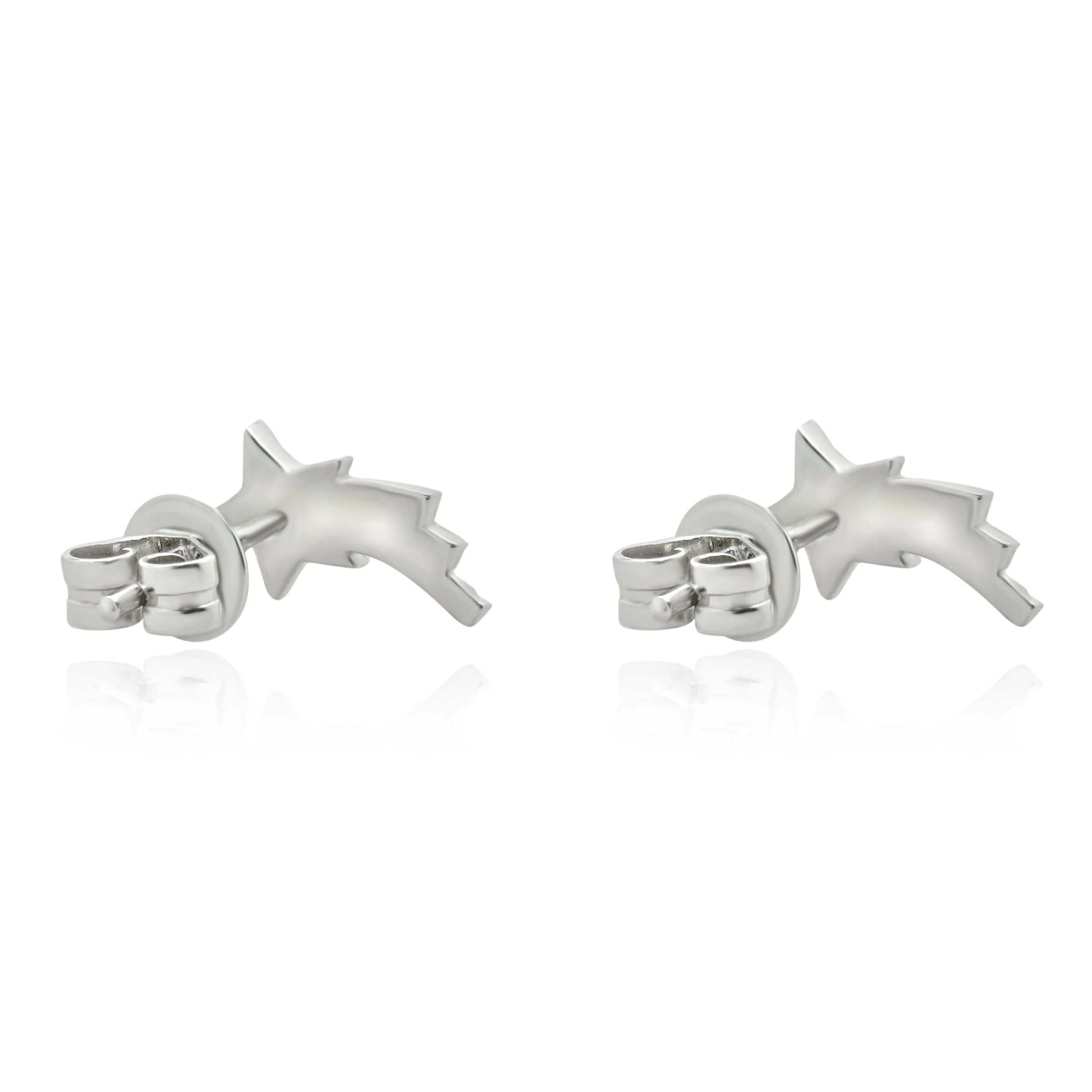14 Karat White Gold Pave Diamond Shooting Star Earrings - Image 4