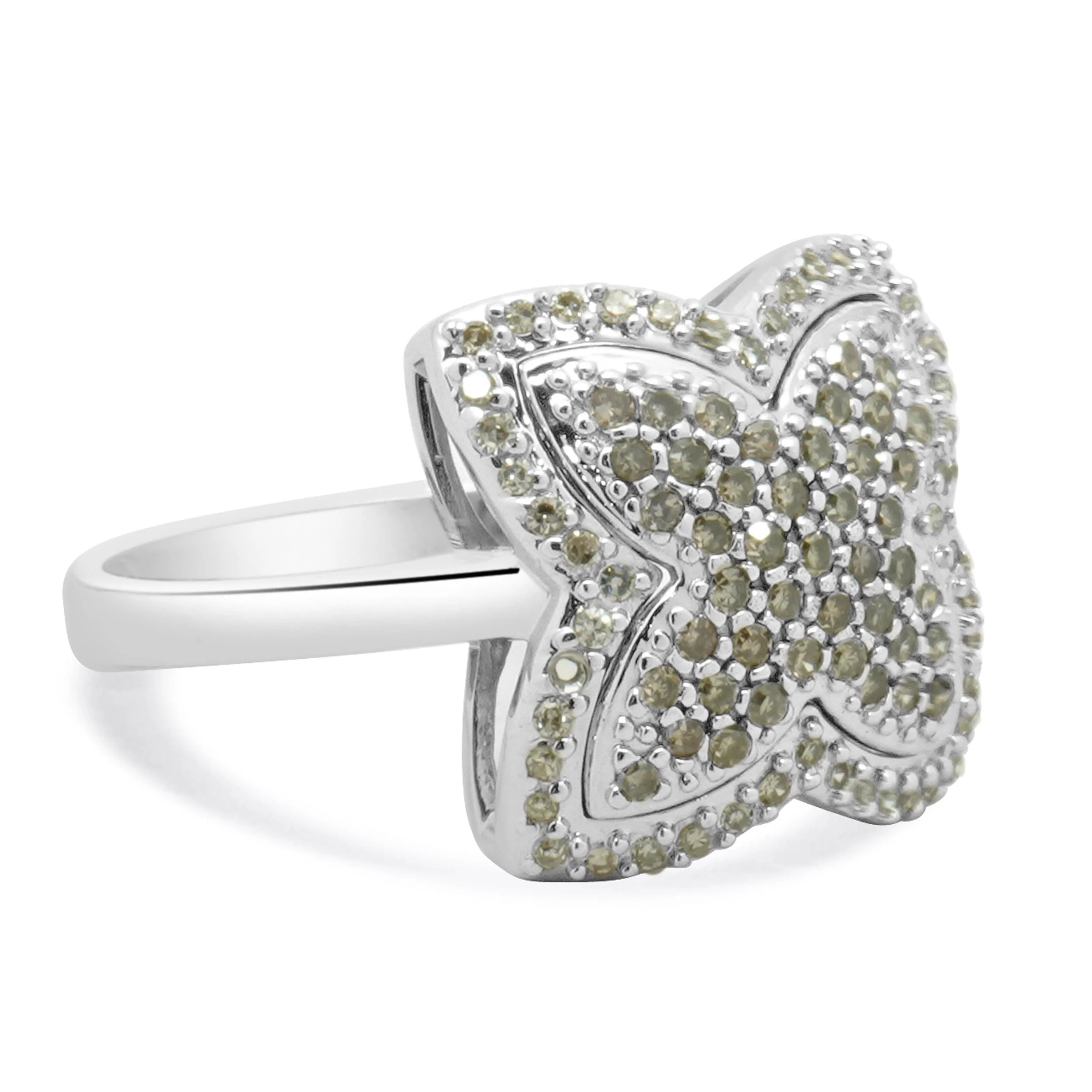 14 Karat White Gold Pave White and Chocolate Diamond Star Ring - Image 2