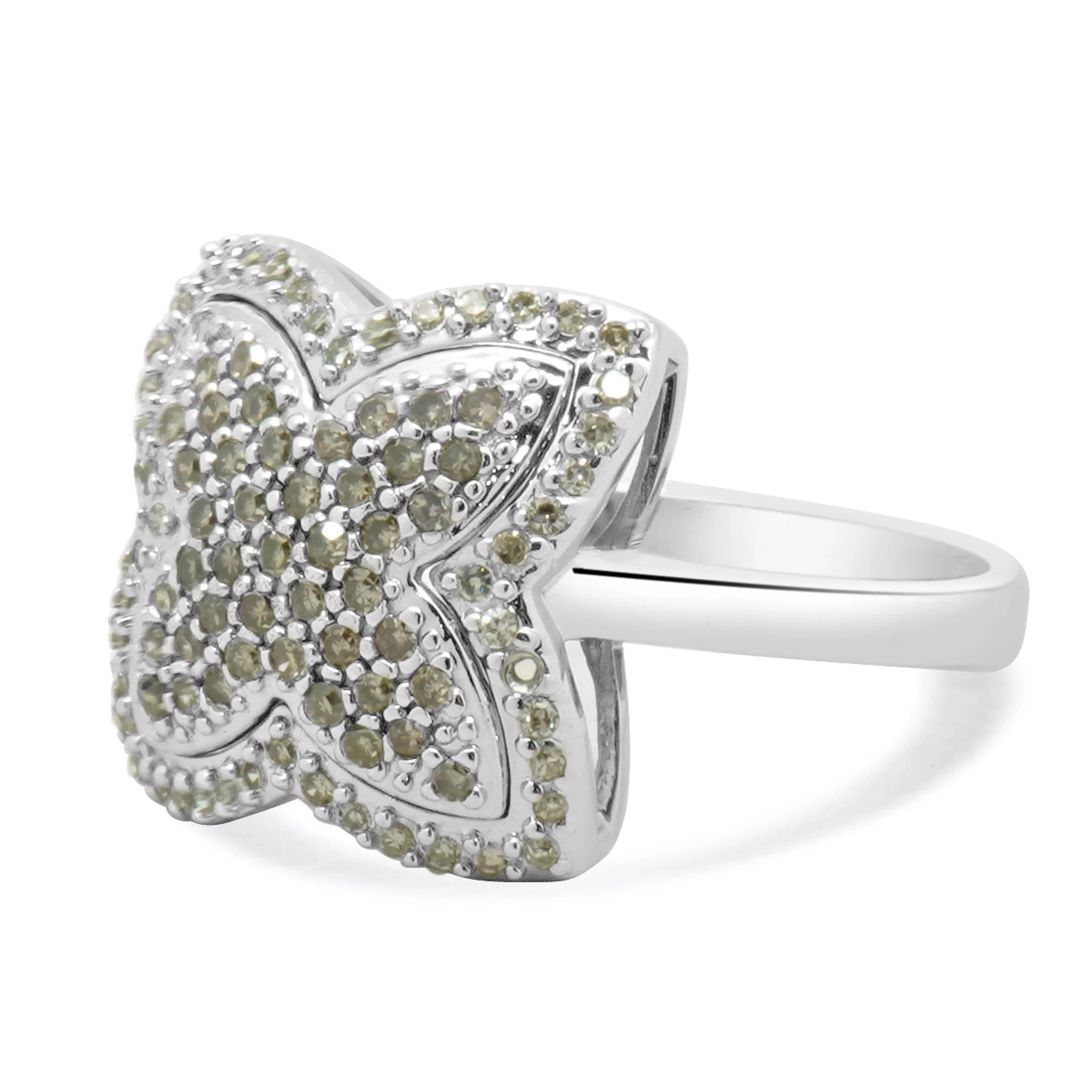 14 Karat White Gold Pave White and Chocolate Diamond Star Ring - Image 3
