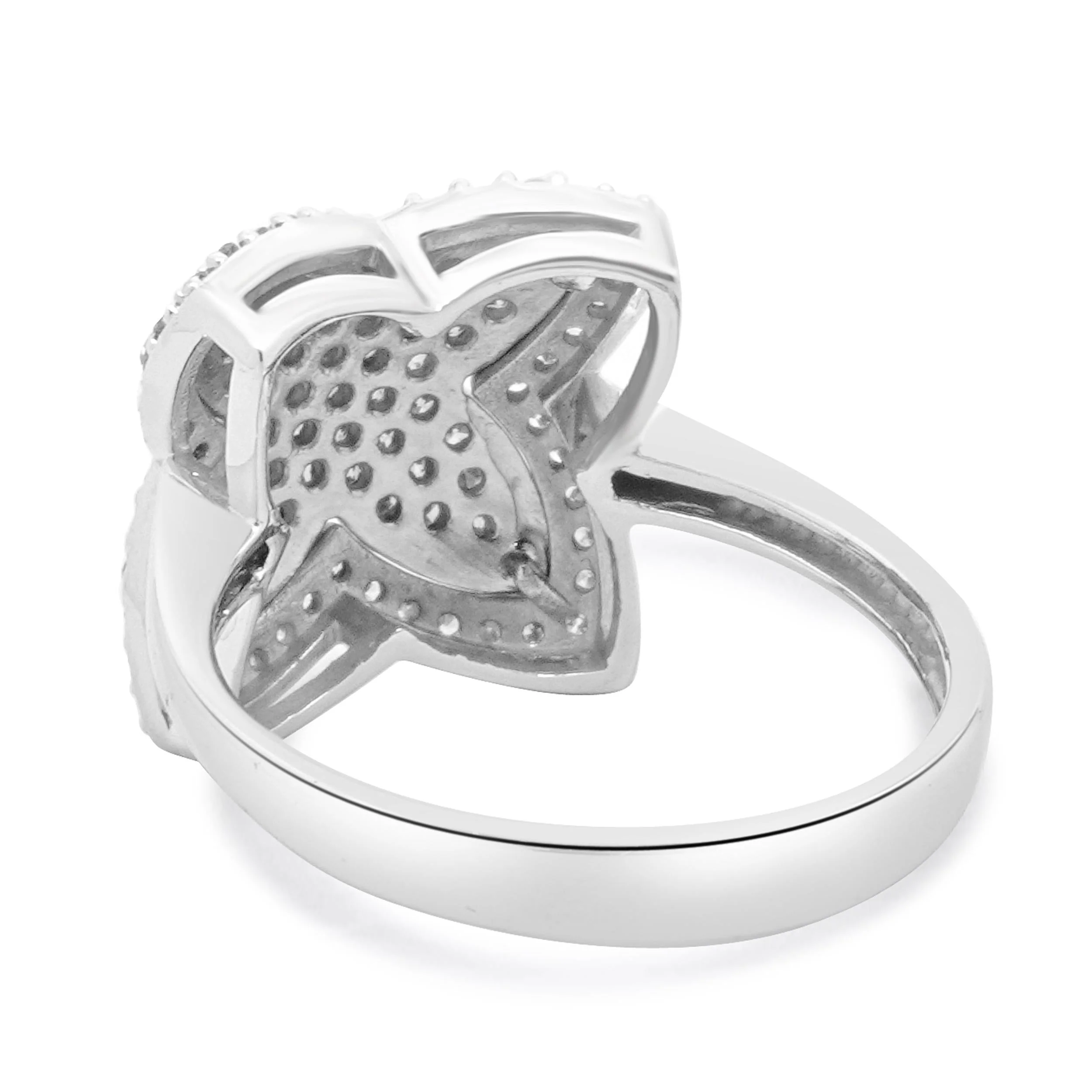 14 Karat White Gold Pave White and Chocolate Diamond Star Ring - Image 4