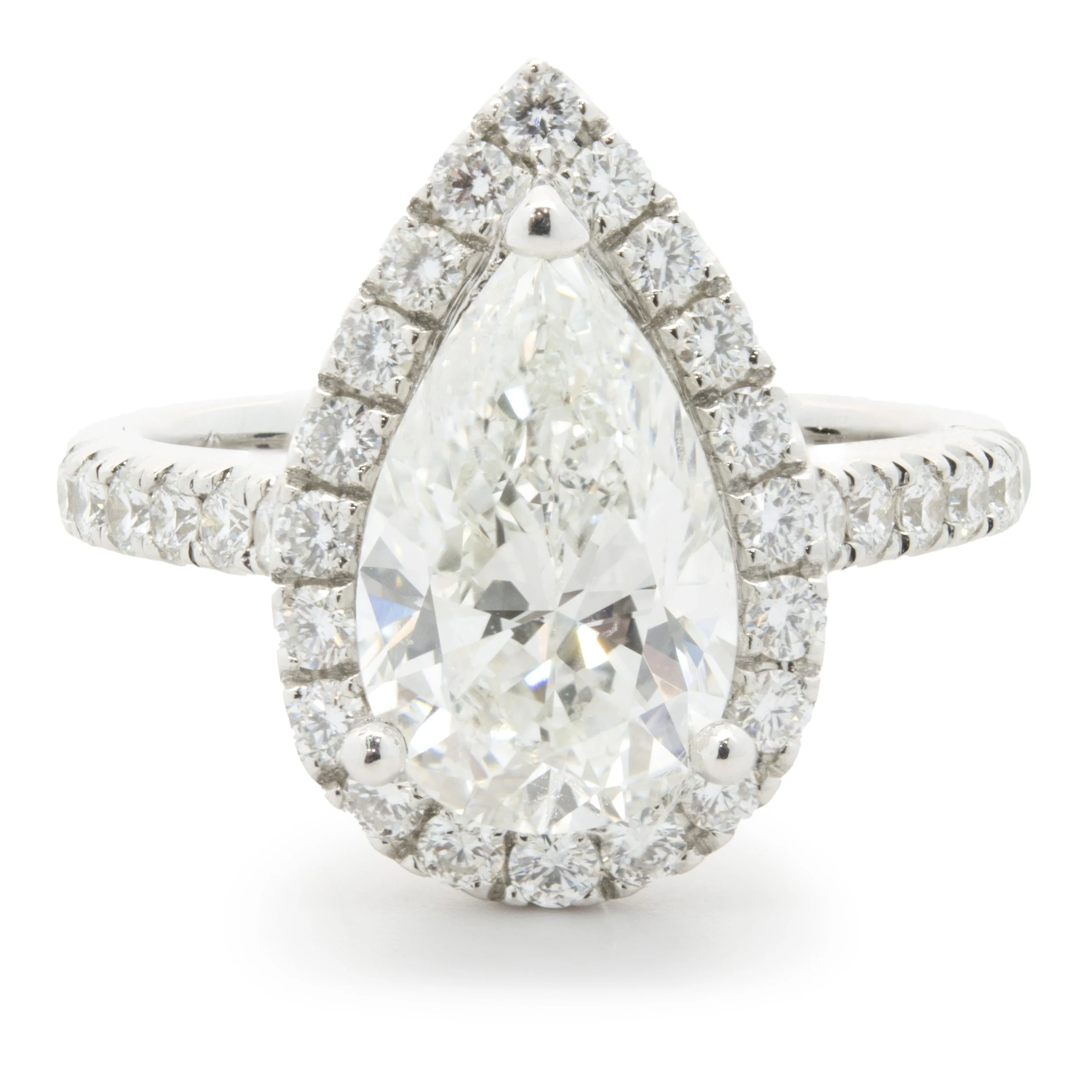 14 Karat White Gold Pear Cut Diamond Engagement Ring