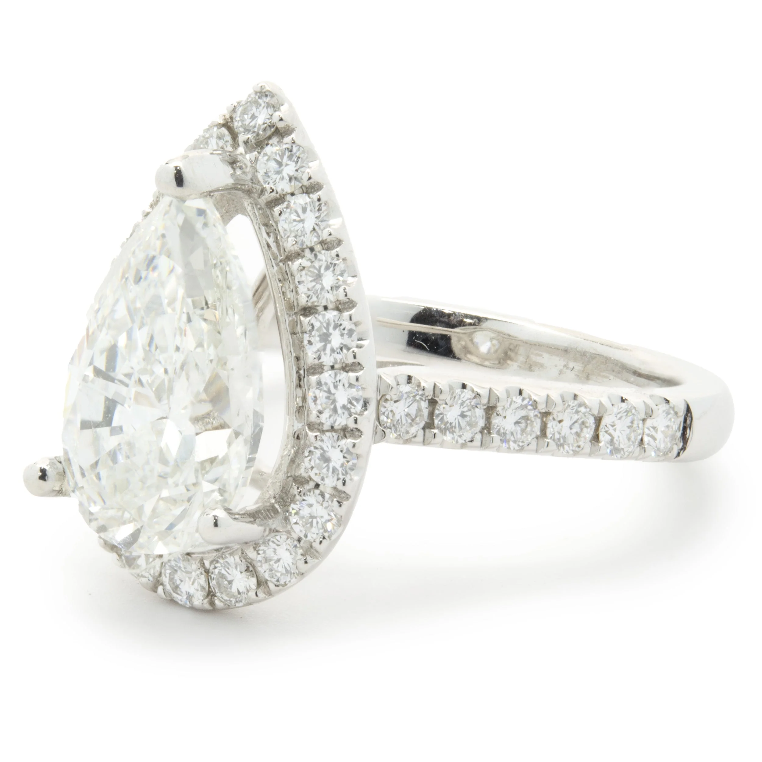 14 Karat White Gold Pear Cut Diamond Engagement Ring - Image 2