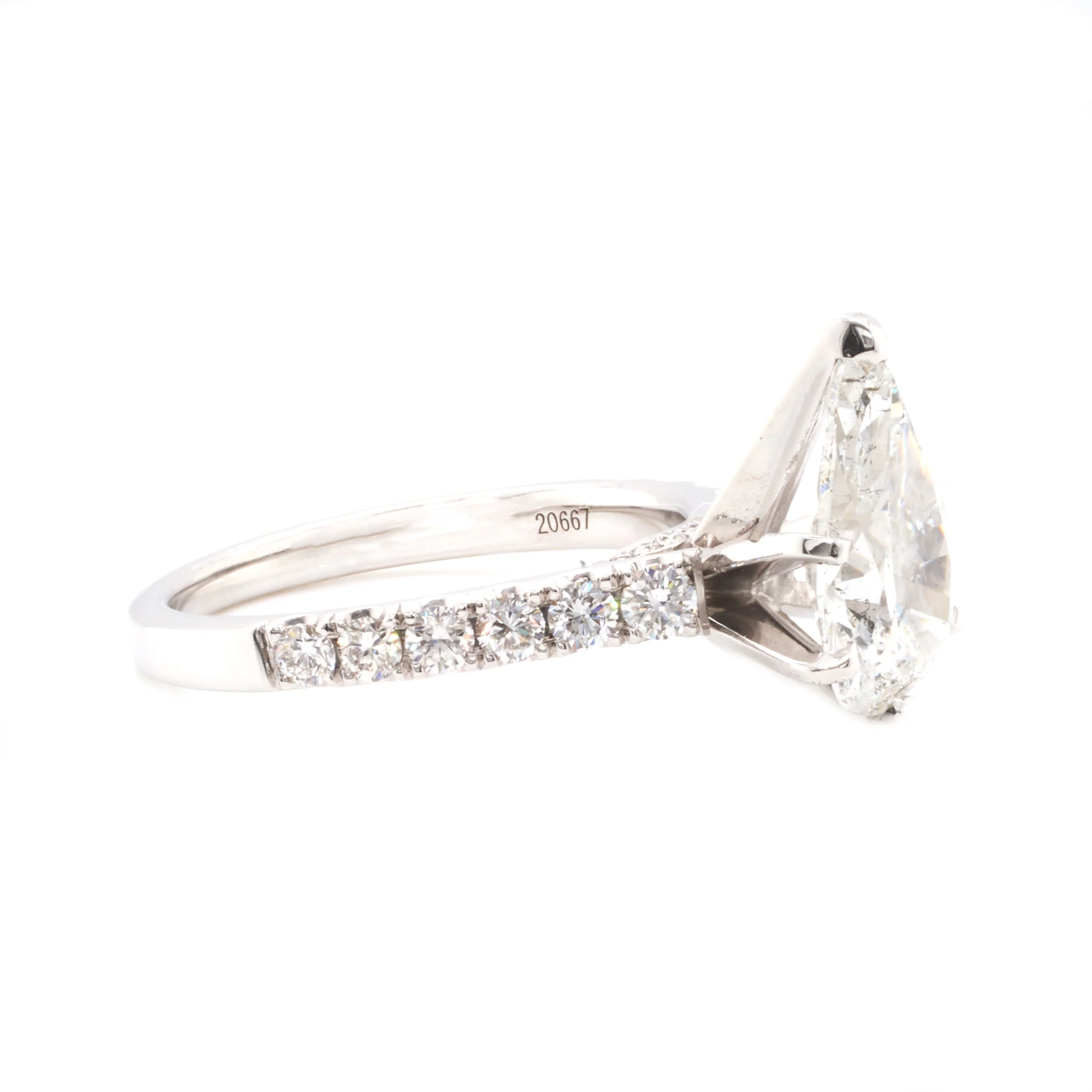 14 Karat White Gold Pear Cut Diamond Engagement Ring - Image 2