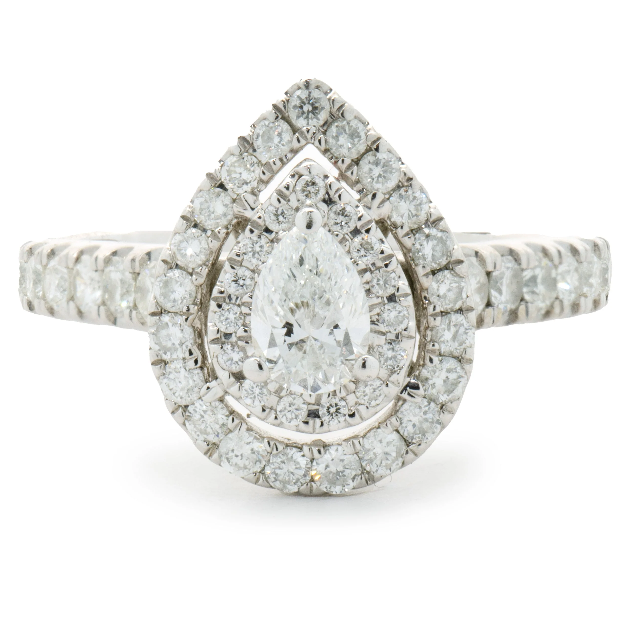 14 Karat White Gold Pear Cut Diamond Engagement Ring