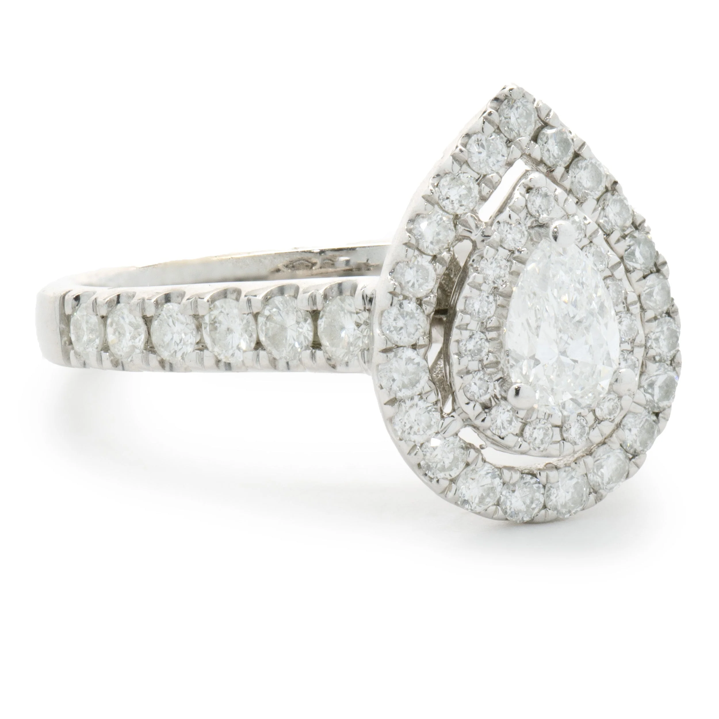 14 Karat White Gold Pear Cut Diamond Engagement Ring - Image 2