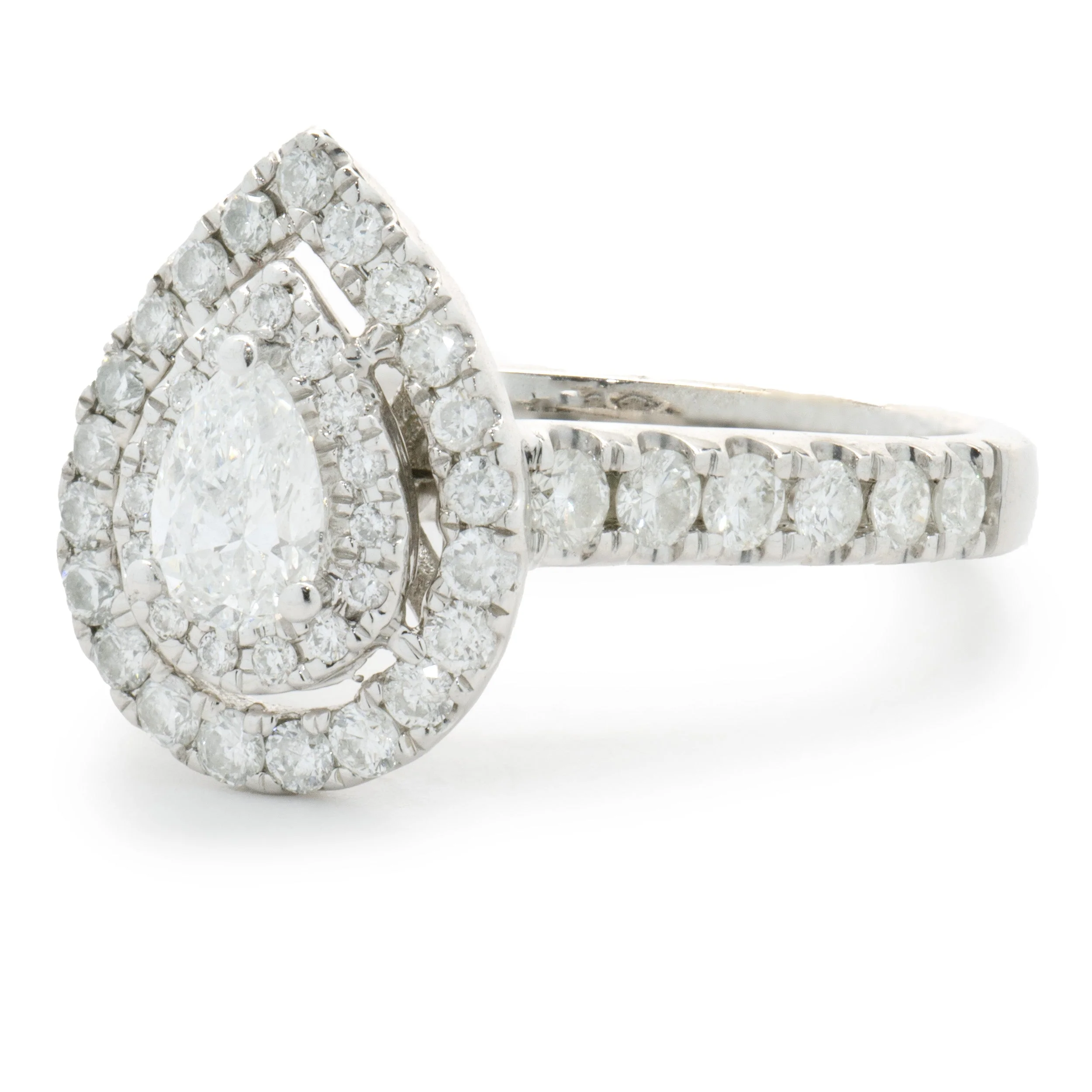 14 Karat White Gold Pear Cut Diamond Engagement Ring - Image 4