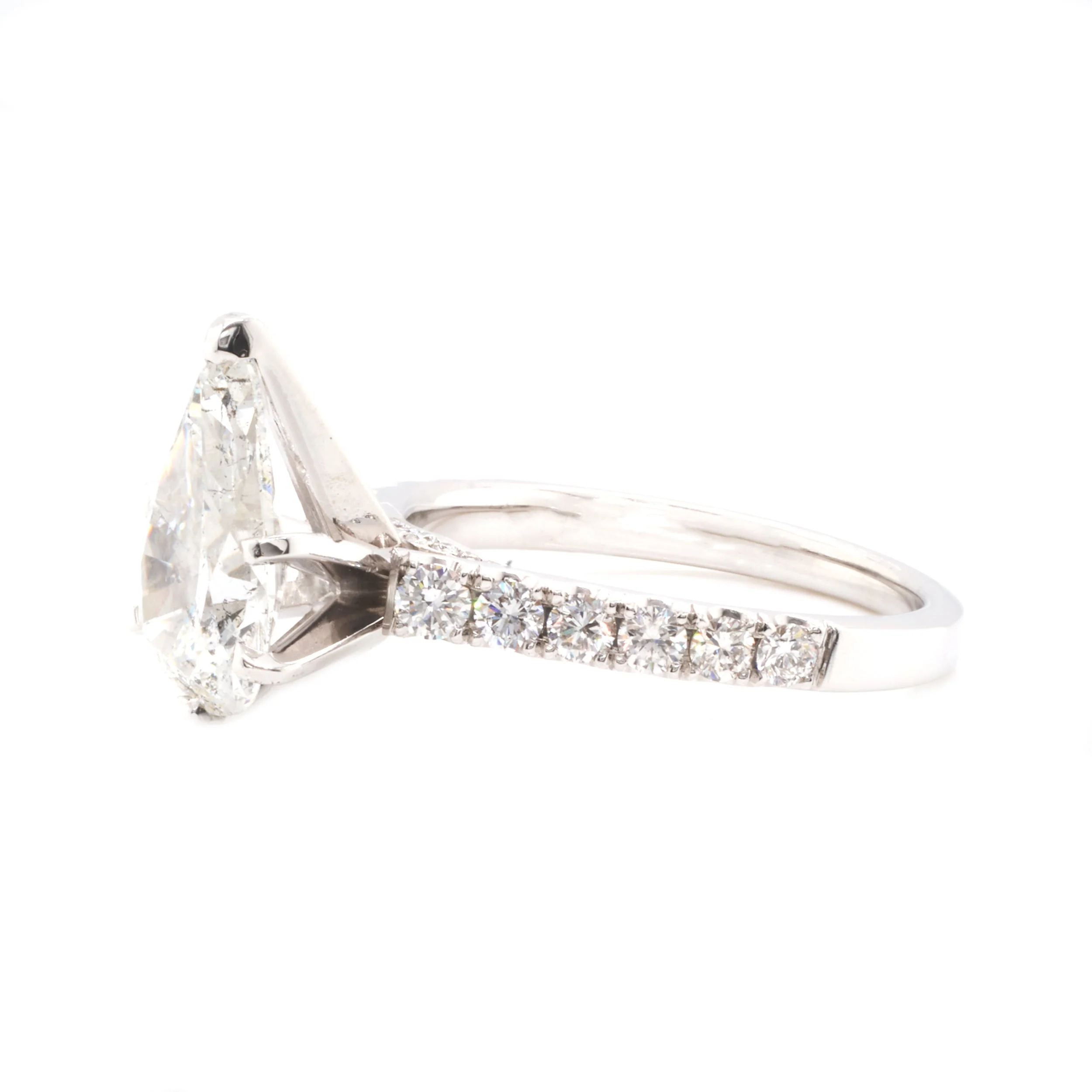 14 Karat White Gold Pear Cut Diamond Engagement Ring - Image 3