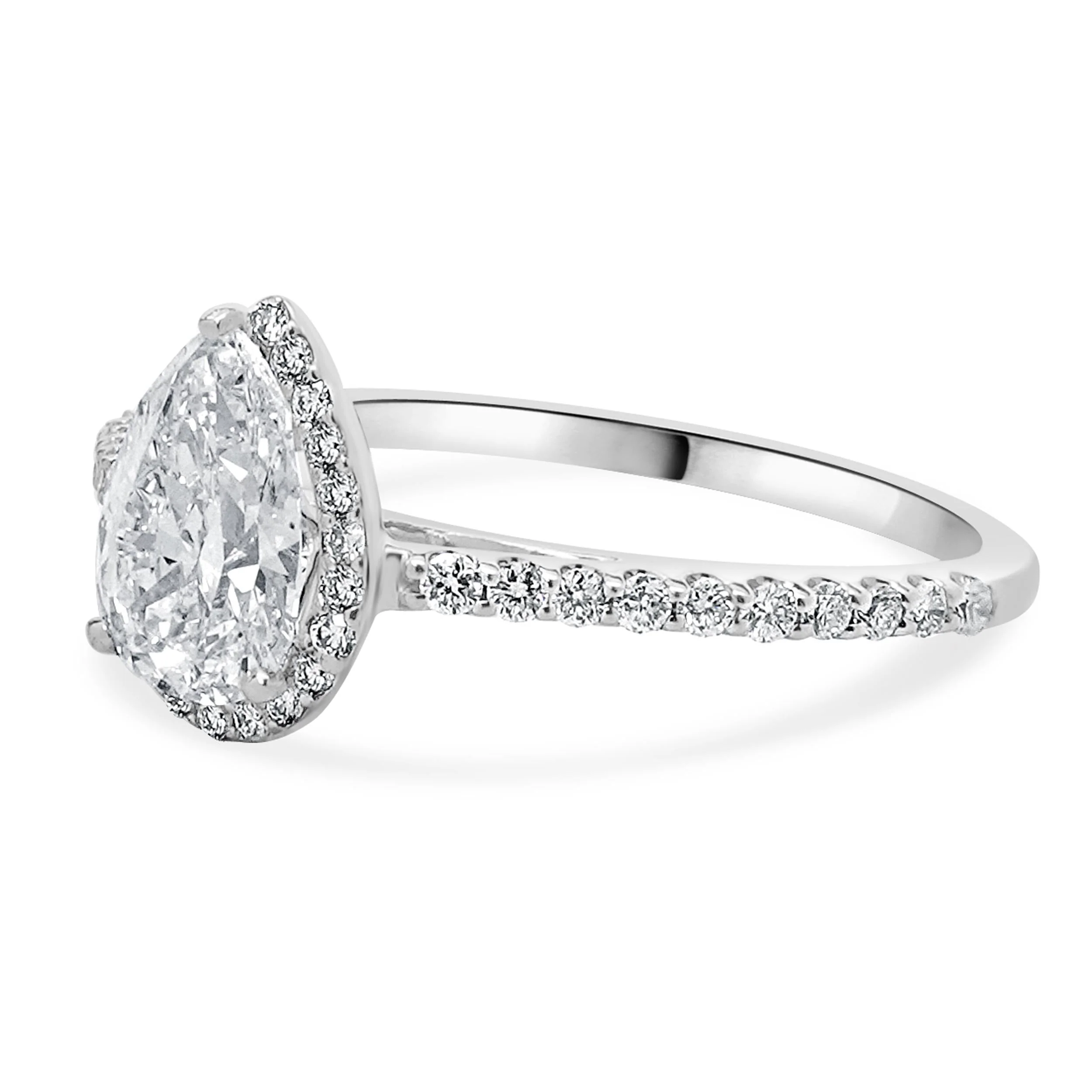 14 Karat White Gold Pear Cut Diamond Engagement Ring - Image 2