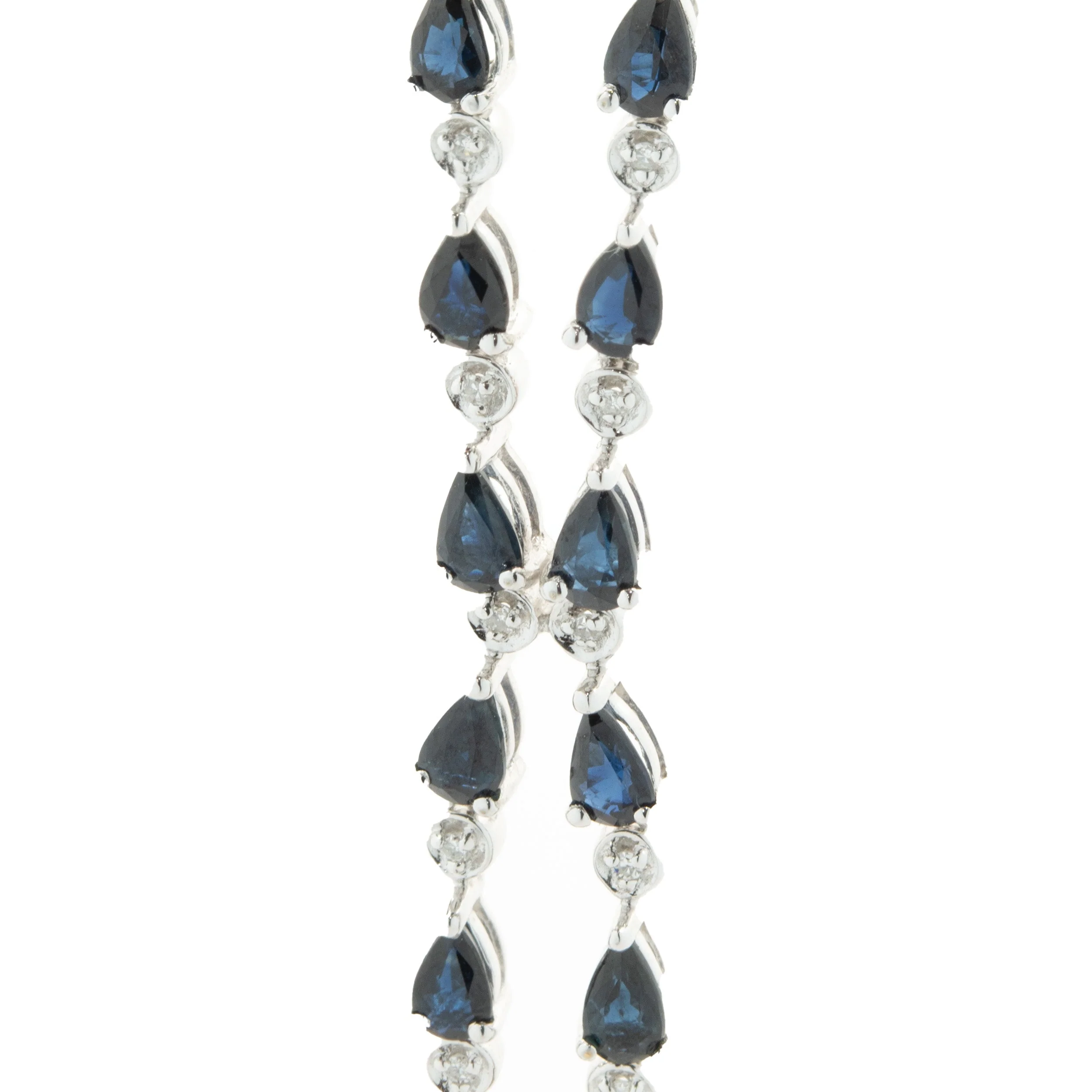 14 Karat White Gold Pear Shape Sapphire and Diamond Lariat Necklace - Image 2