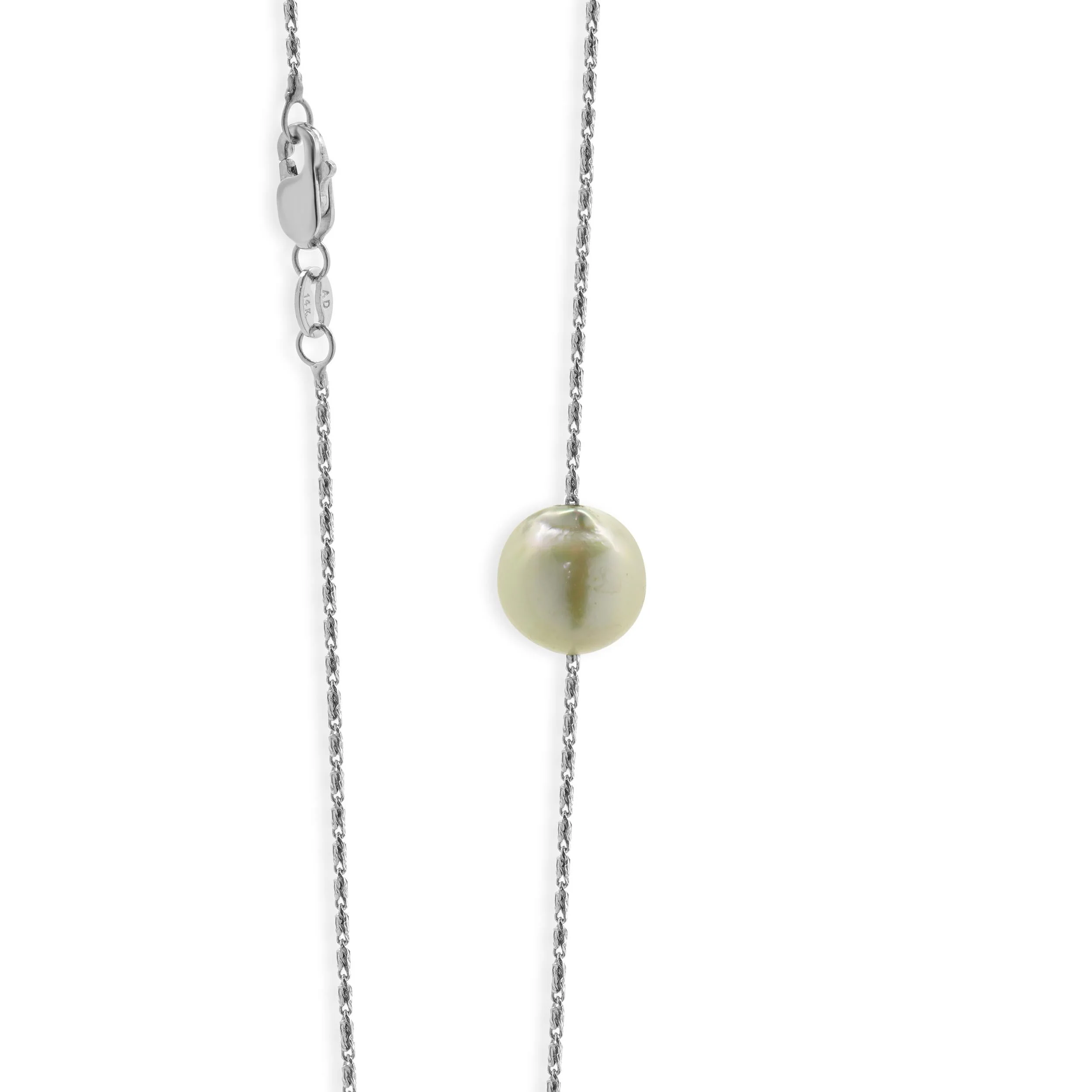 14 Karat White Gold Pearl Solitaire Necklace - Image 4