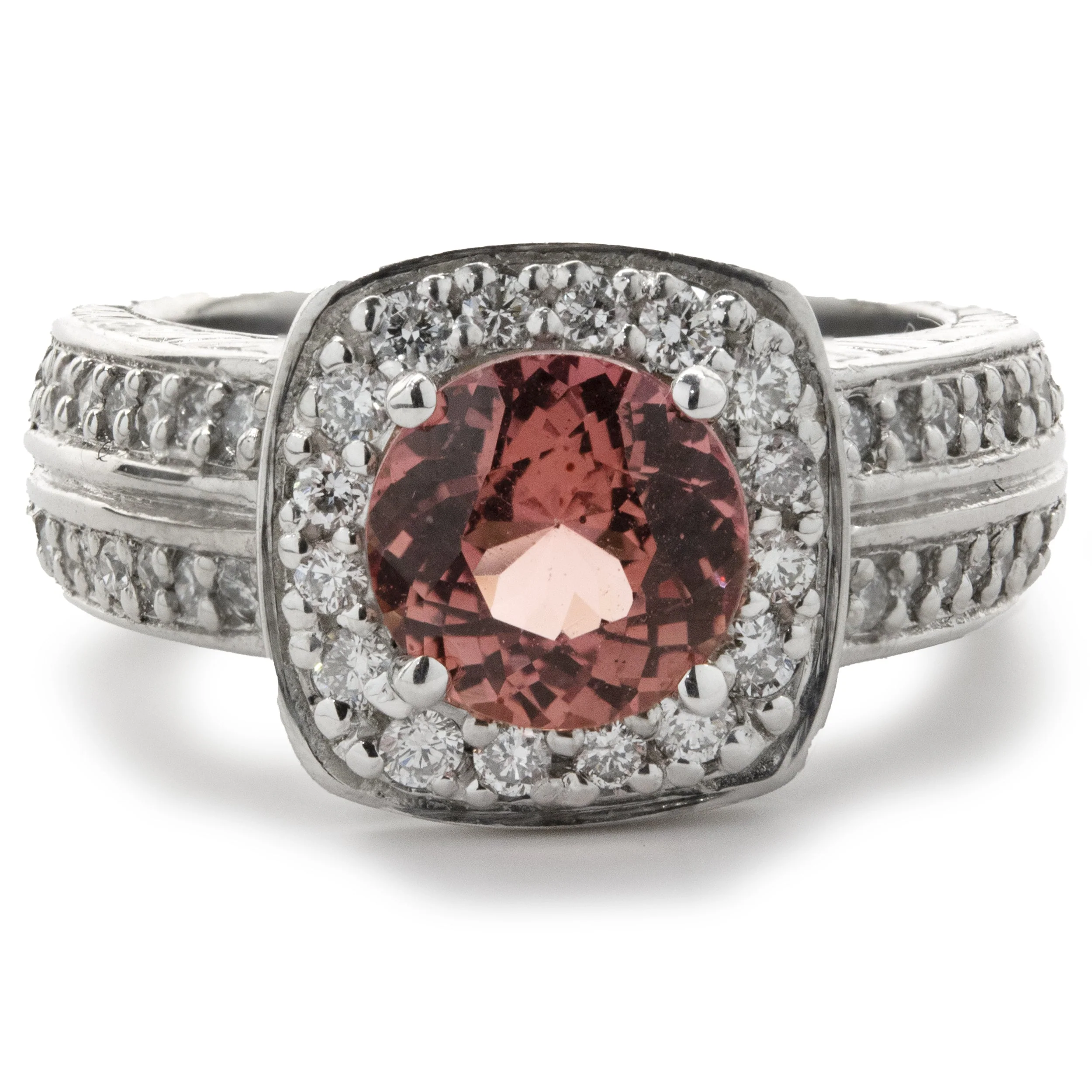 14 Karat White Gold Pink Sapphire and Diamond Ring
