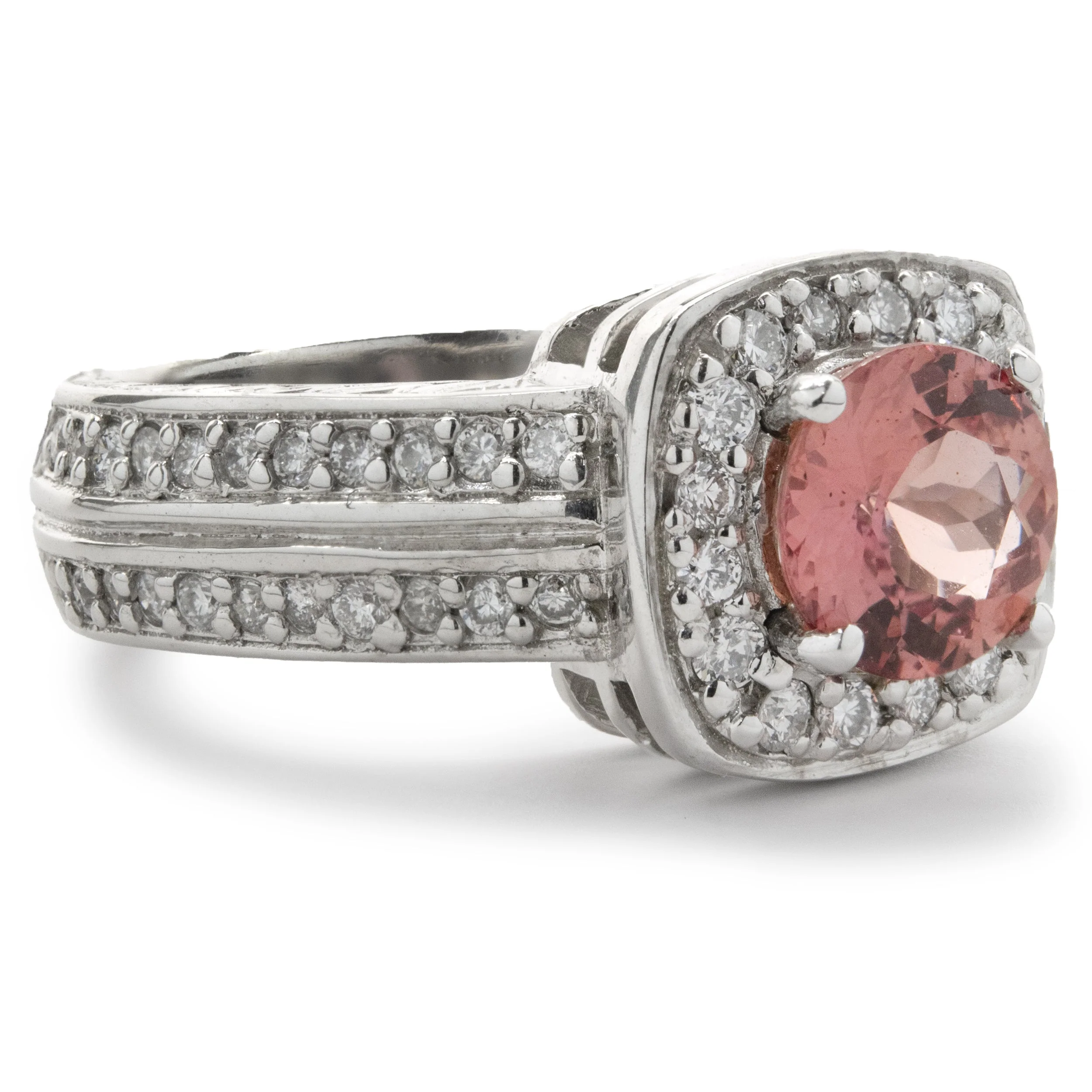 14 Karat White Gold Pink Sapphire and Diamond Ring - Image 2