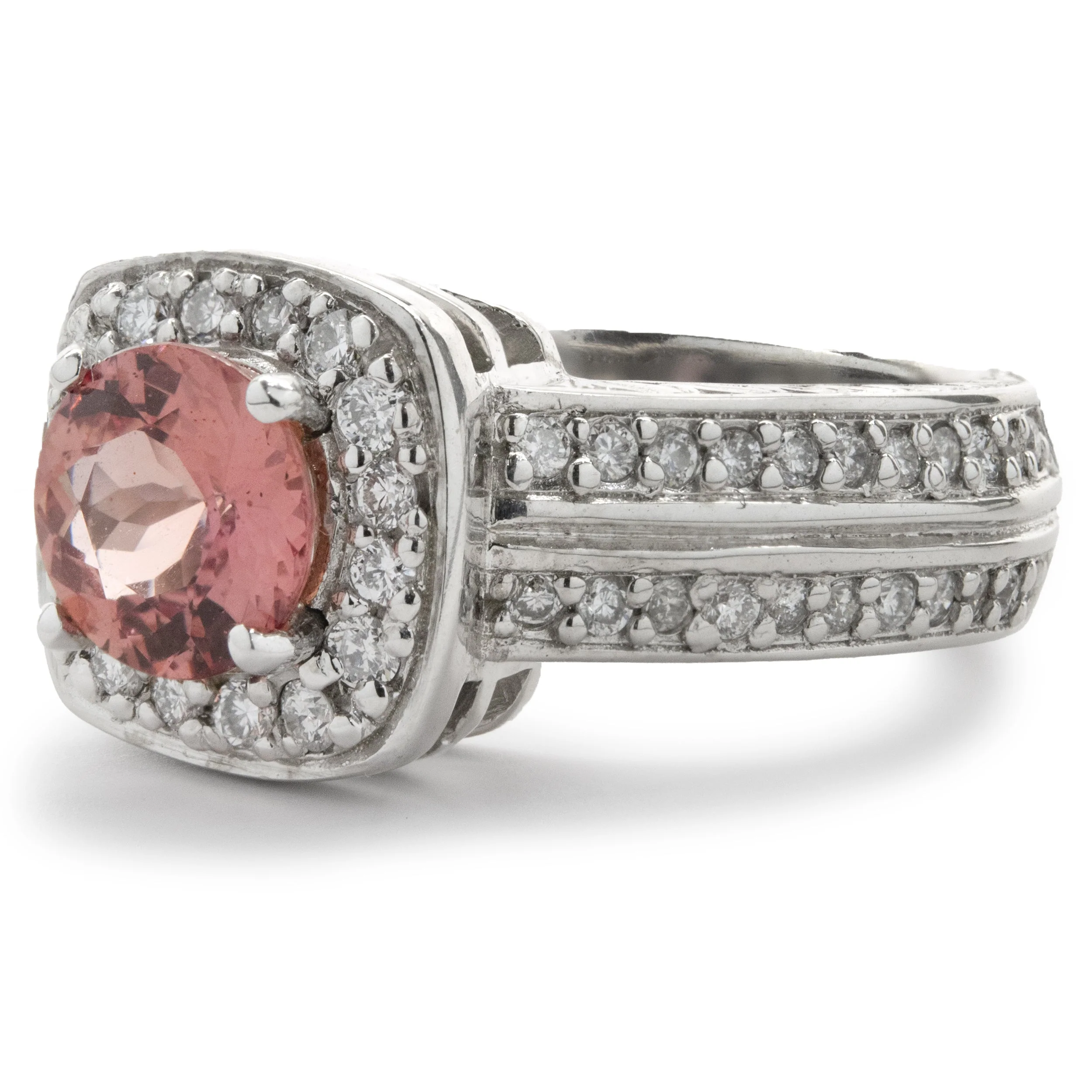 14 Karat White Gold Pink Sapphire and Diamond Ring - Image 3