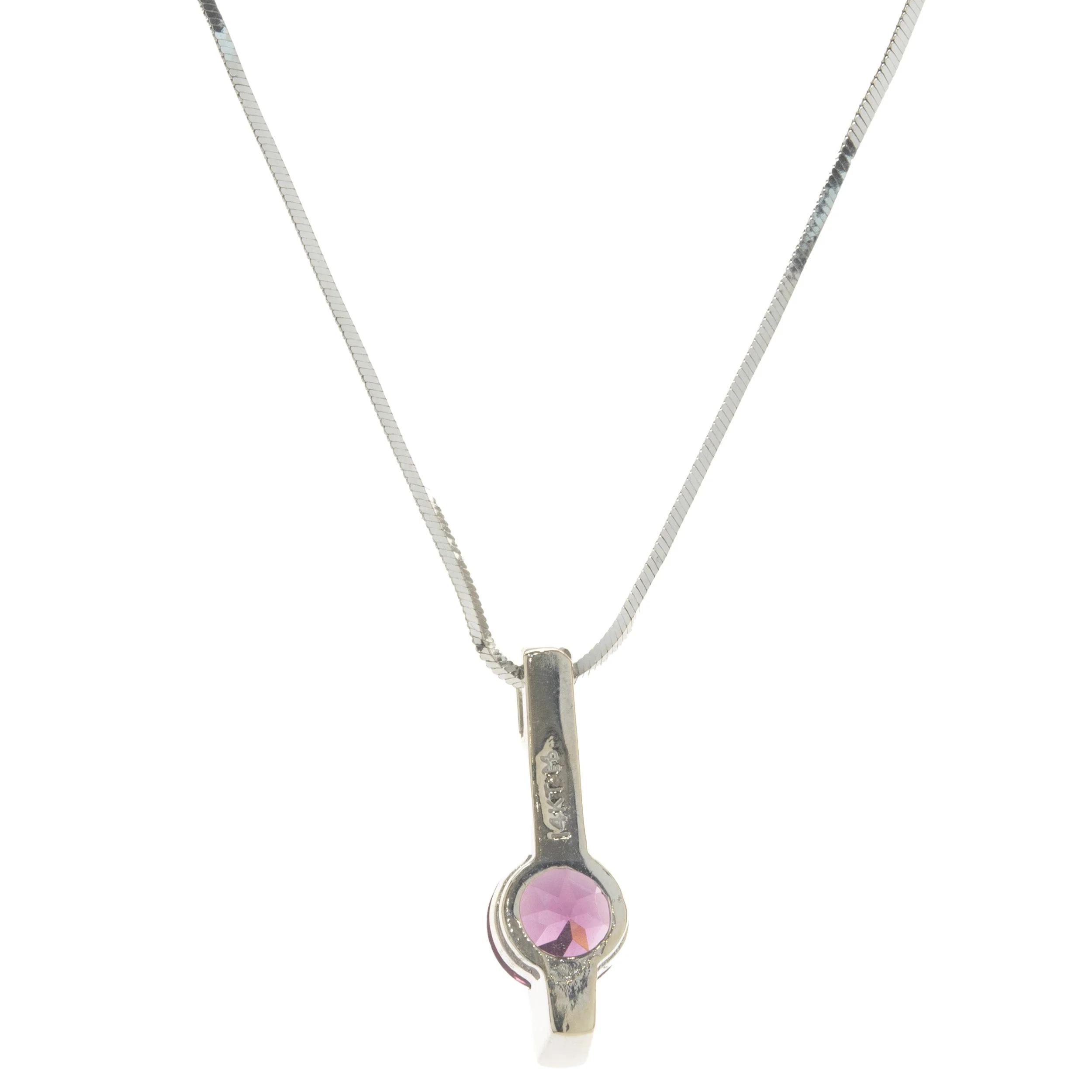 14 Karat White Gold Pink Sapphire and Diamond Spear Necklace - Image 2