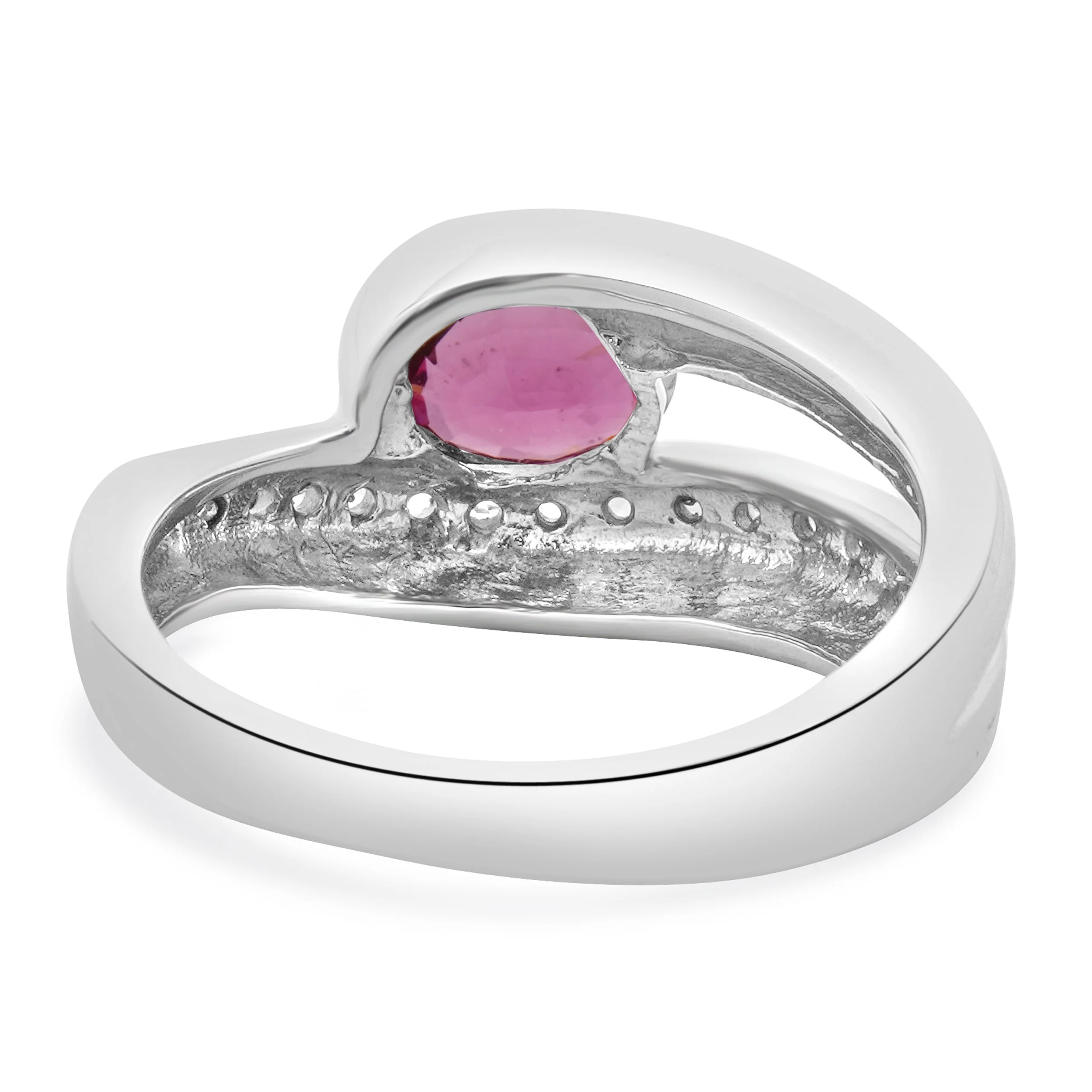 14 Karat White Gold Pink Sapphire Bypass Ring - Image 4