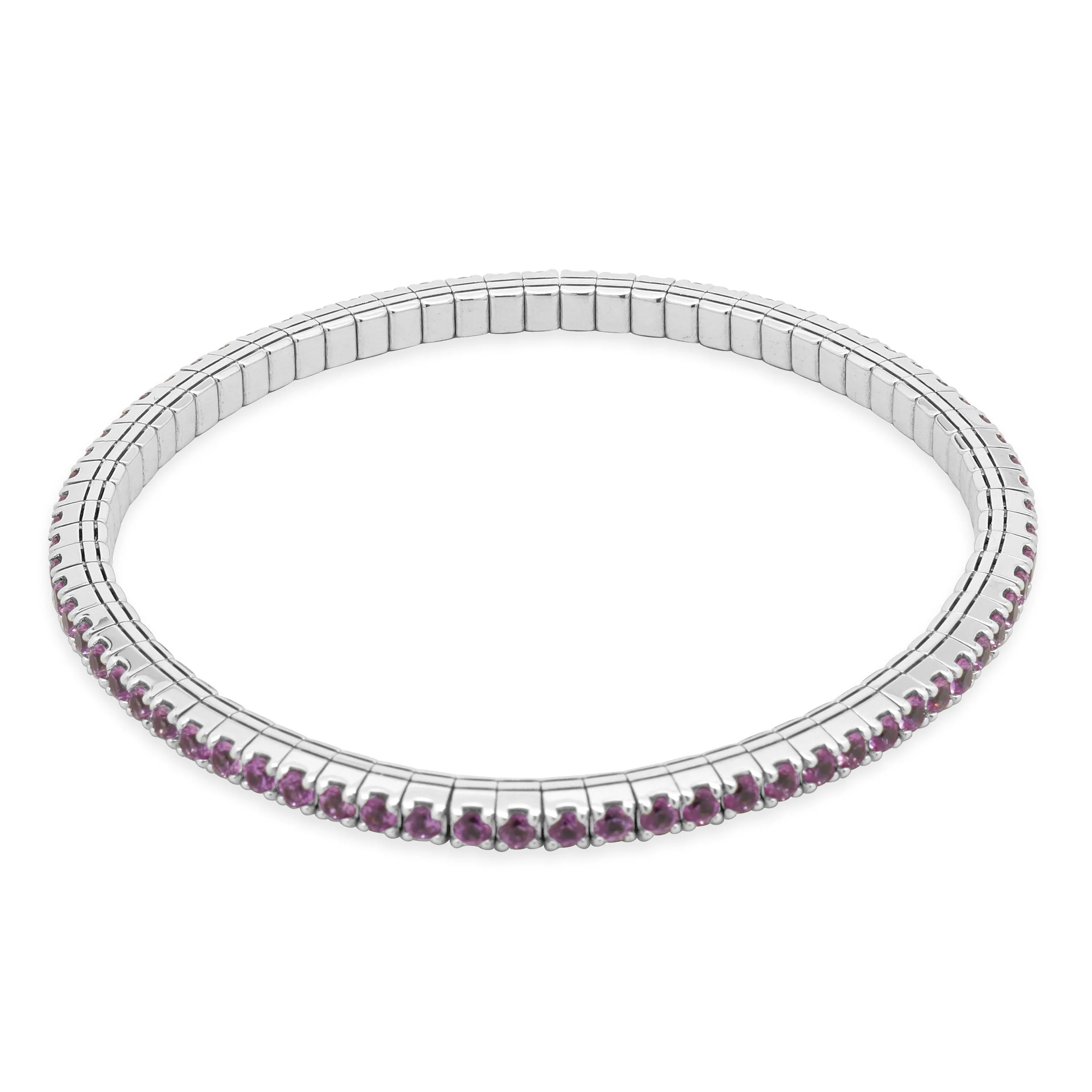 14 Karat White Gold Pink Sapphire Stretch Bracelet - Image 2