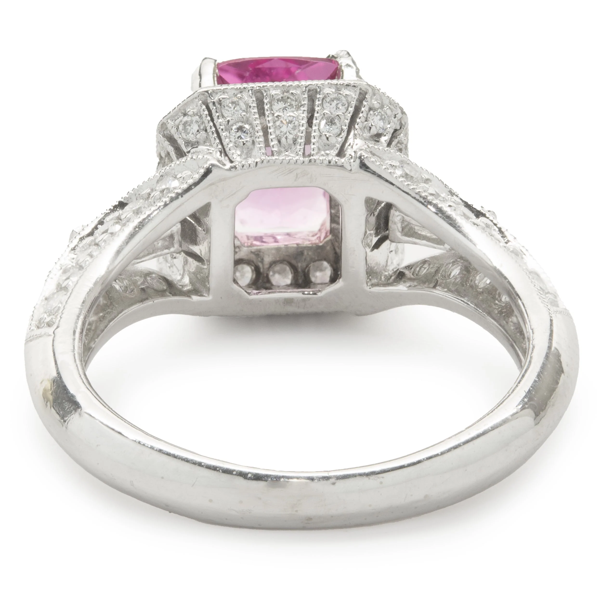 14 Karat White Gold Pink Topaz and Diamond Ring - Image 3