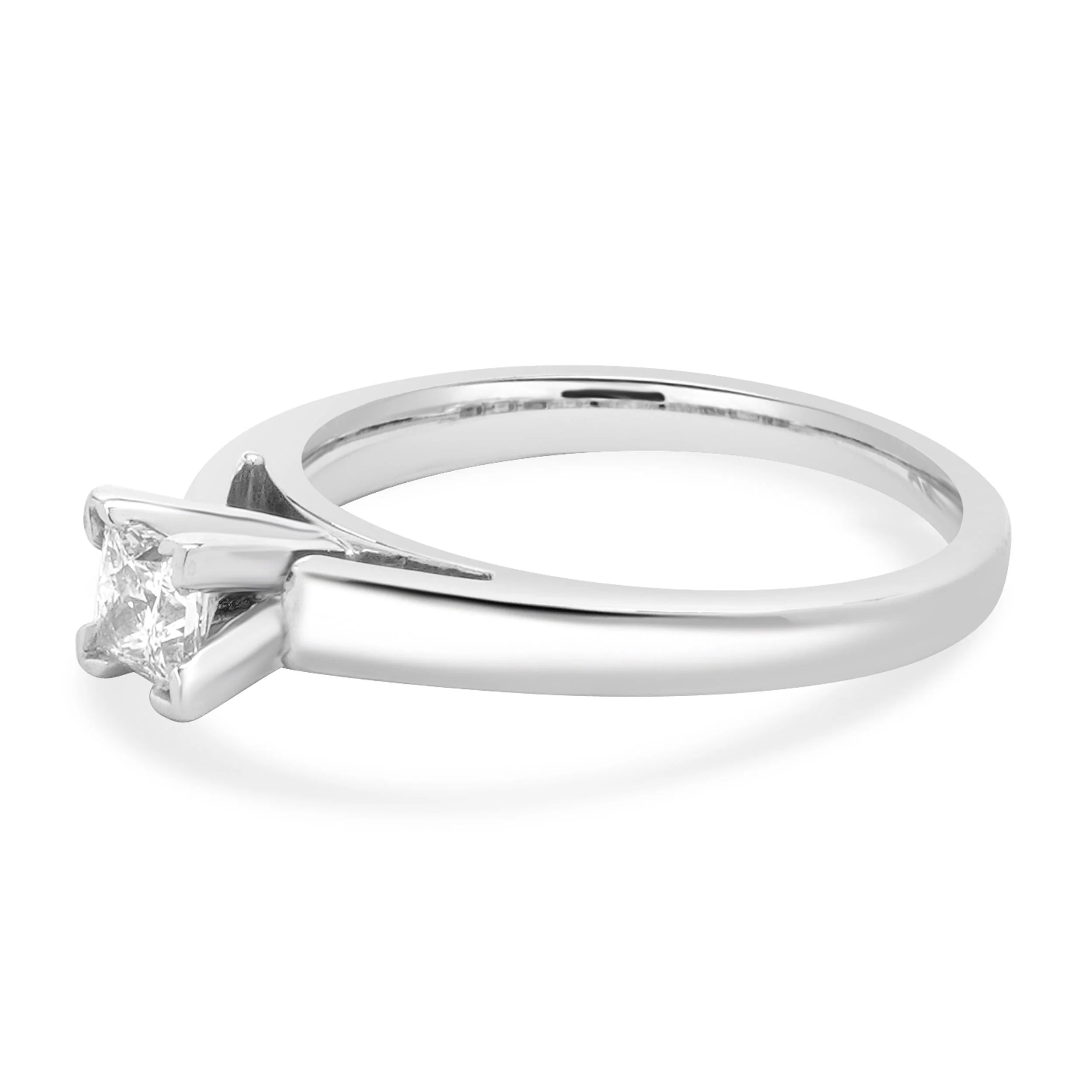 14 Karat White Gold & Platinum Princess Cut Diamond Engagement Ring - Image 2