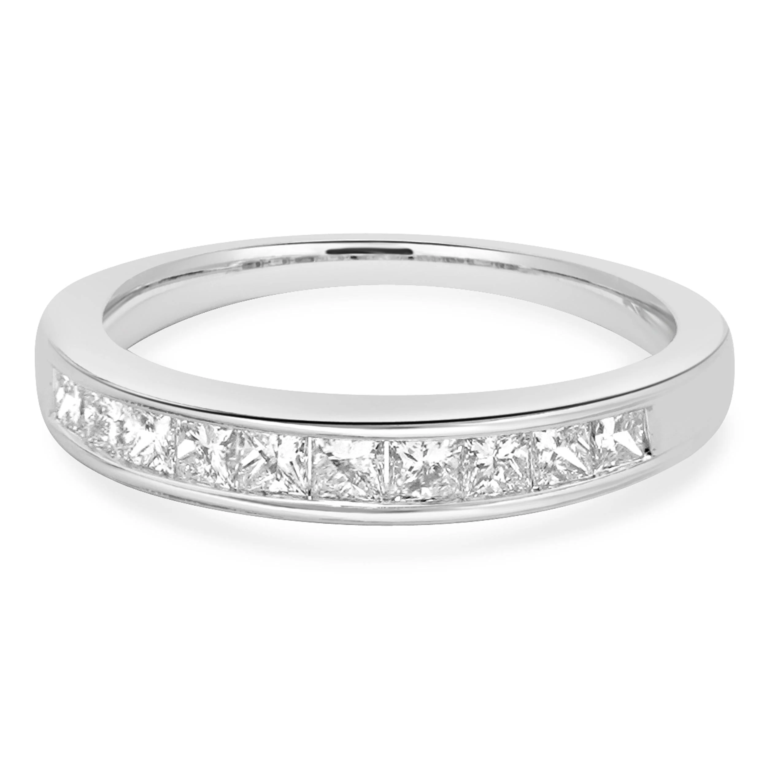 14 Karat White Gold Princess Cut Diamond Band