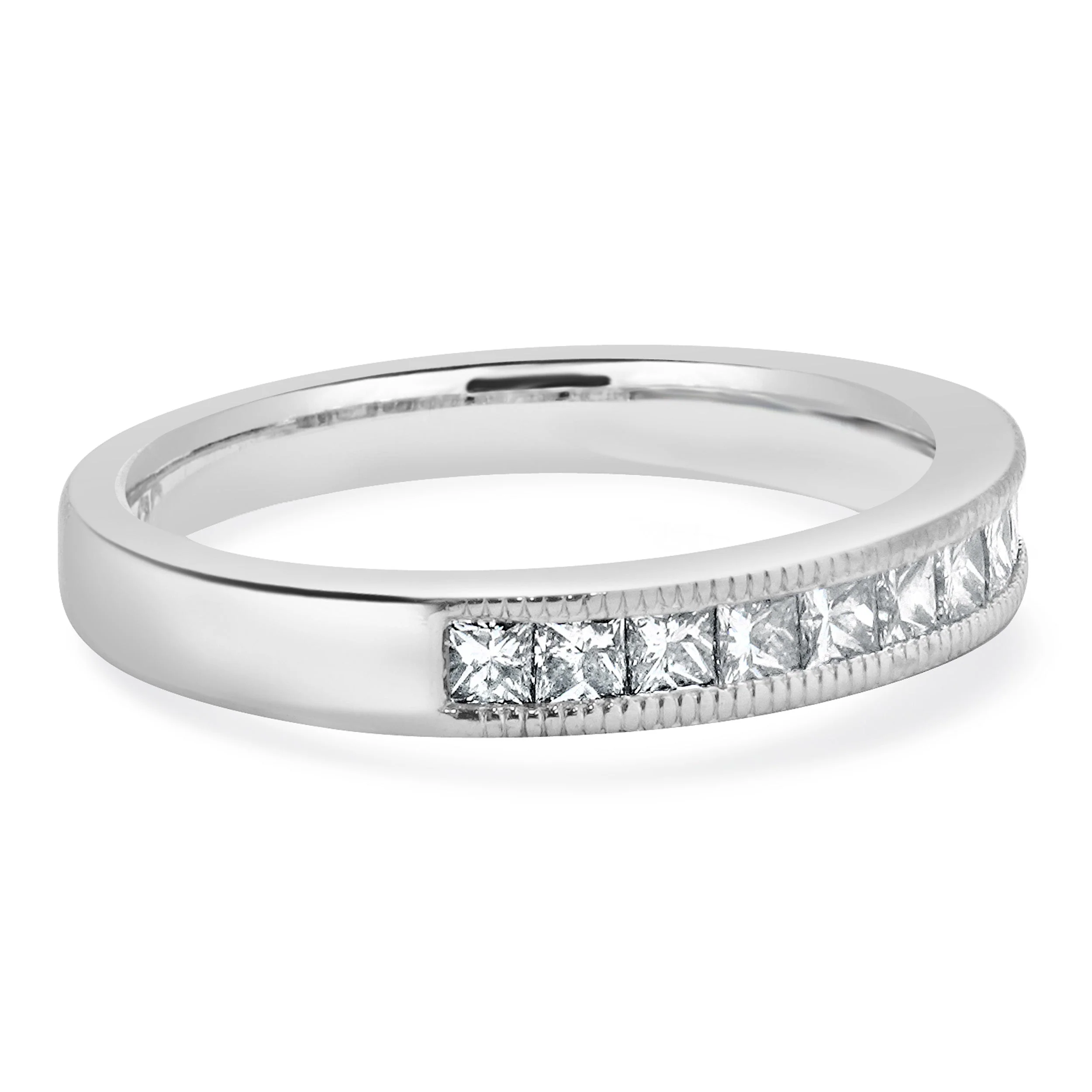 14 Karat White Gold Princess Cut Diamond Band - Image 4